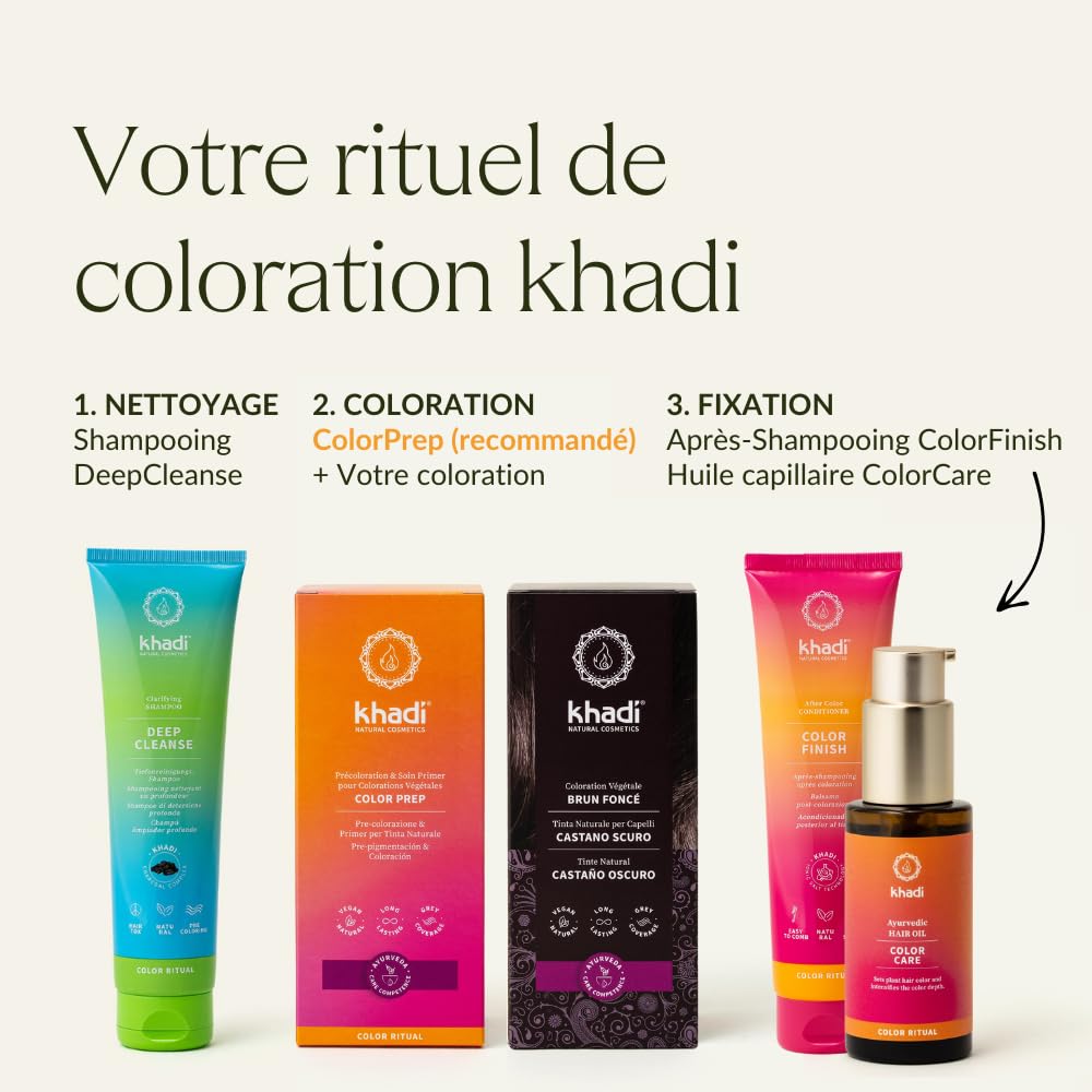 khadi BRUN FONCÉ Coloration végétale - Coloration pour cheveux pour un brun foncé profond et brillant à brun noir intense - 100% végétale et naturelle - 100 g