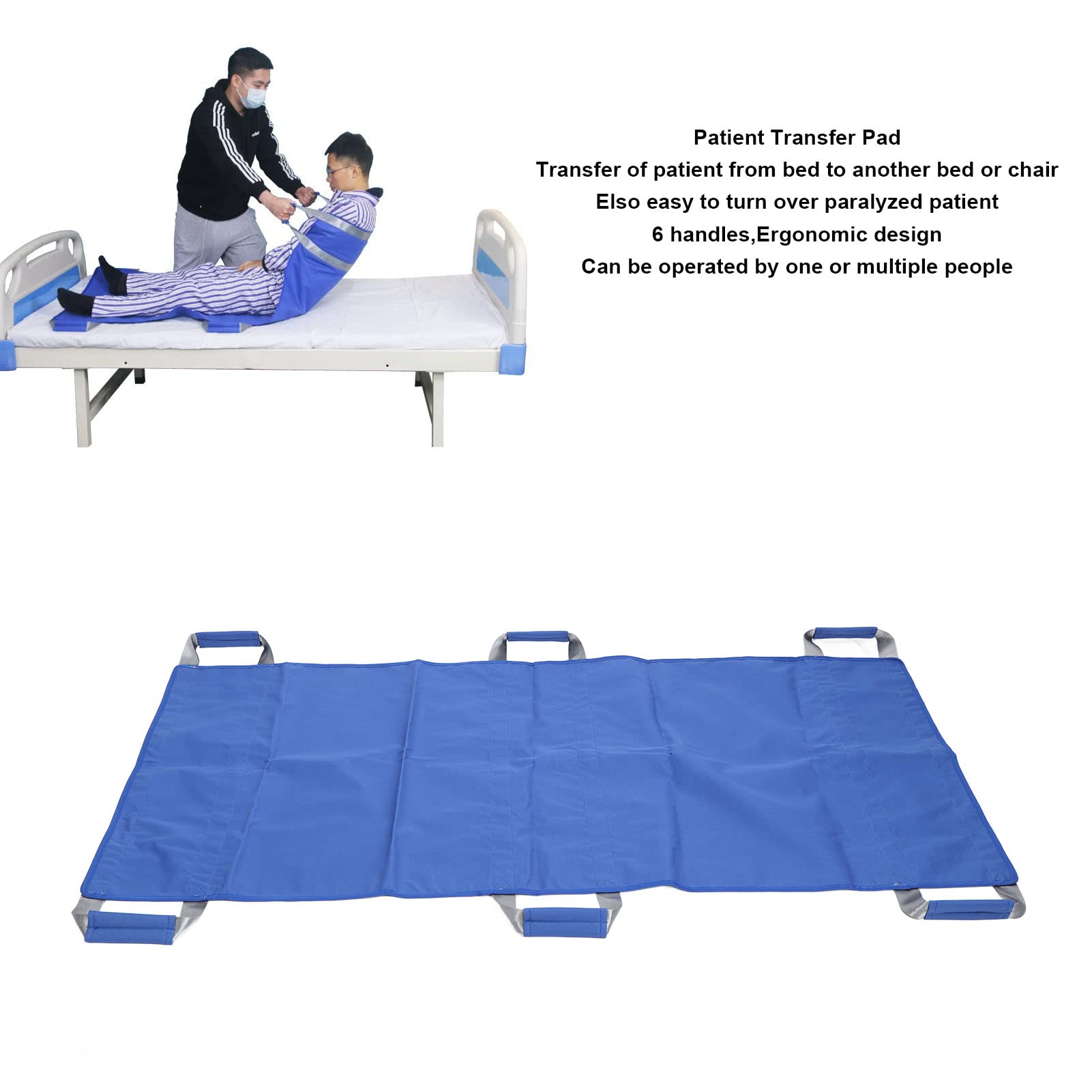 Sábana de transferencia para elevación de pacientes, almohadilla de posicionamiento de cama de hospital suave con 6 asas para personas mayores discapacitadas, almohadilla de cama de posicionamiento,