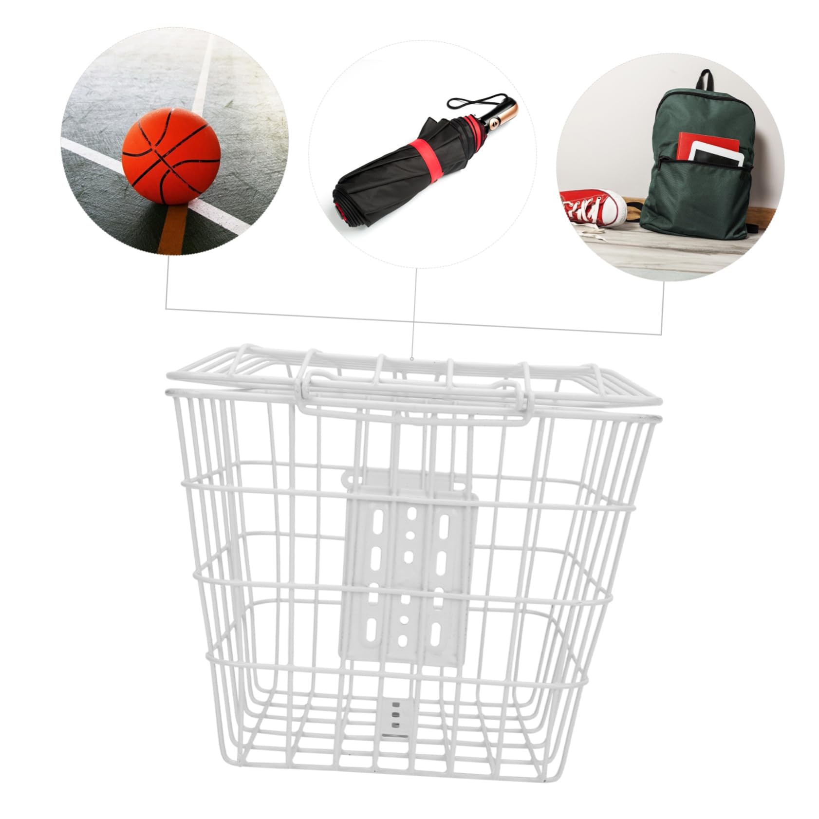 SUPVOX 1Pc Stainless Steel Bike Basket Durable Storage Accessory for Bicycles and Bikes Capacity Gadget Holder Easy Installation White Finish