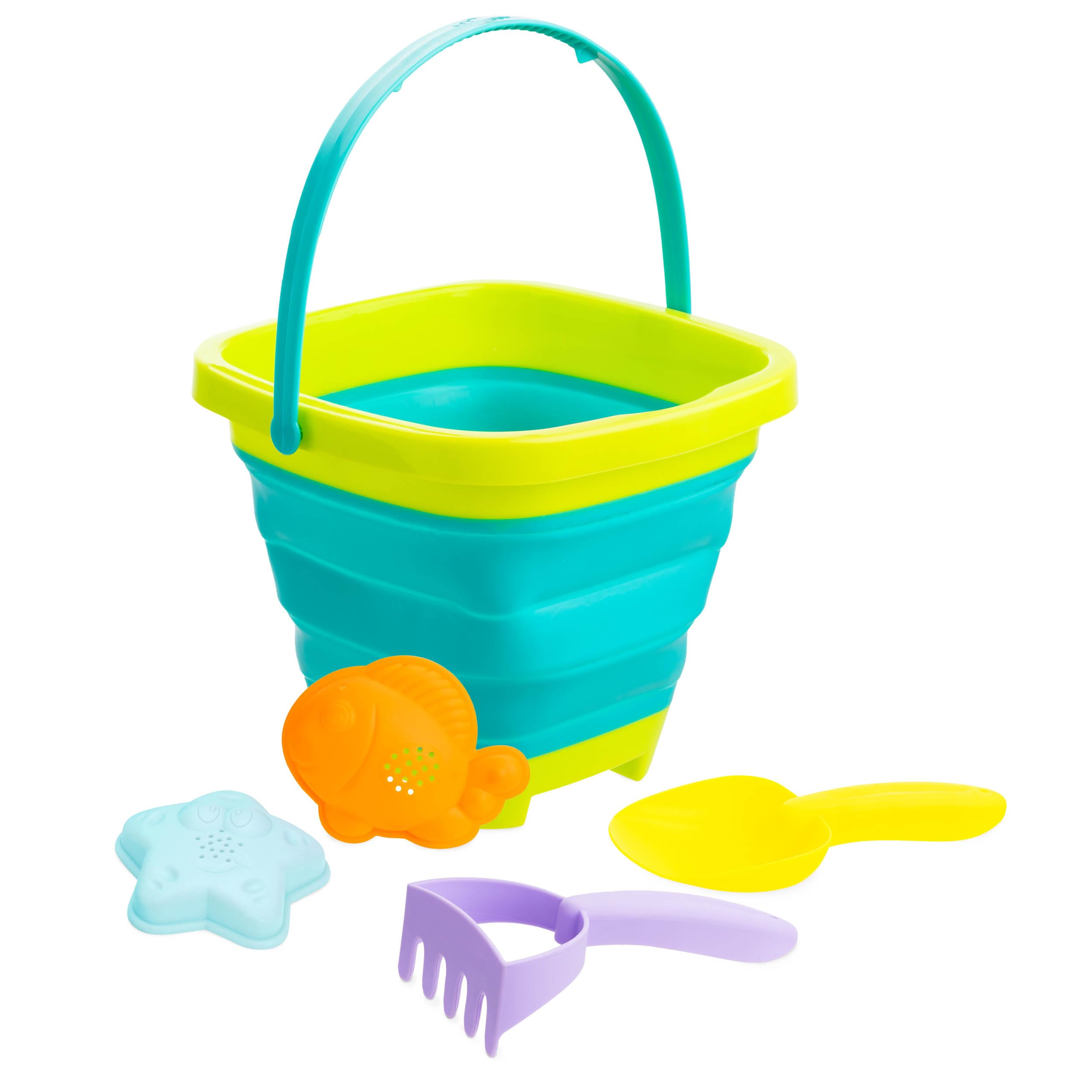 Yello 5pc Silicone Collapsible Bucket Set with Beach Moulds & Tools Toy Set