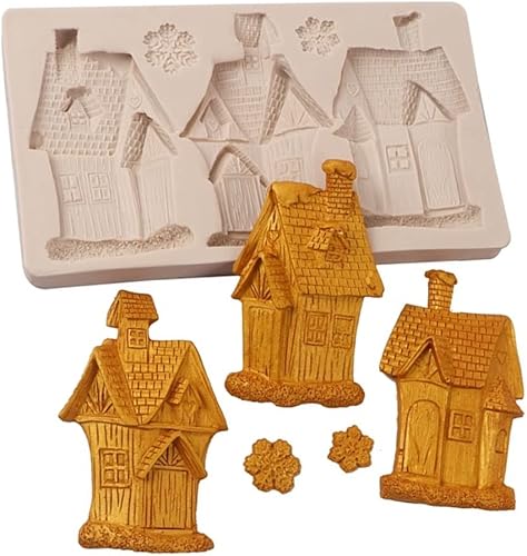 Cestony Christams - Moldes de silicona para casa de jengibre para bricolaje, pasteles, fondant, galletas, jabón, azúcar, pudín, chocolate, caramelos