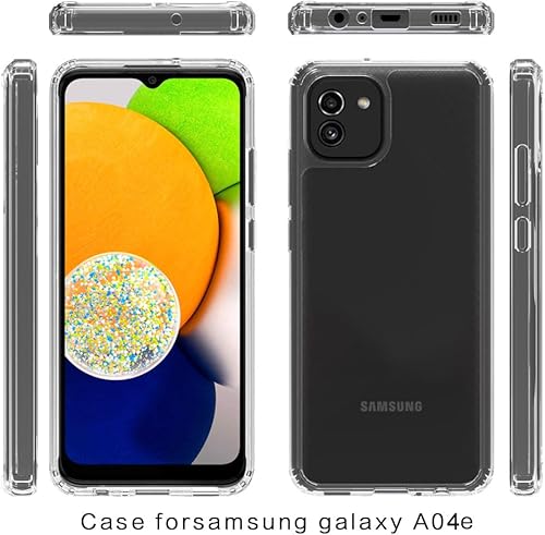 Miniatura 6 de Funda rígida para Samsung Galaxy A04E, transparente, delgada, rígida, híbrida, a prueba de golpes, con protector de pantalla de vidrio templado,