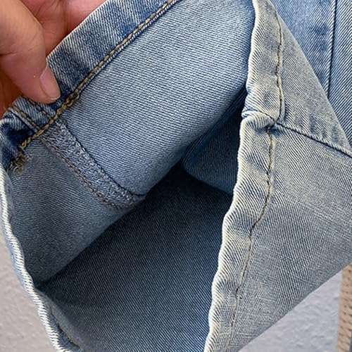 Girls Jeans Cute Heart Bow Print Jeans High Elastic Waisted Denim Trousers Kids Casual Streetwear Wide Leg Baggy Jean3