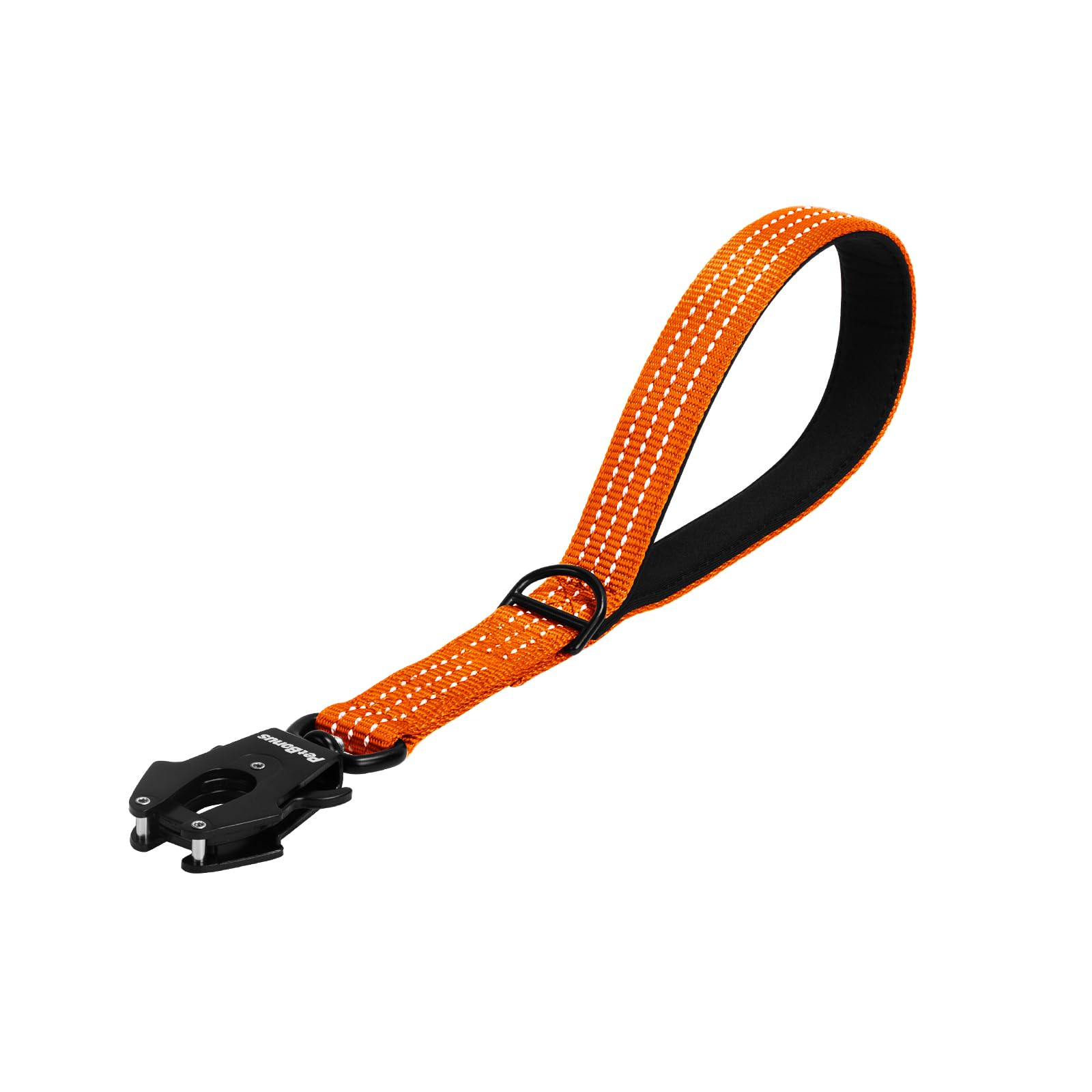 PetBonus Heavy Duty Short Dog Lead, Nylon Traffic Lead with Quick Release Clip, Comfortable Padded Handle, Reflective Training Leash for Medium Large Dogs (Orange, 30 cm)