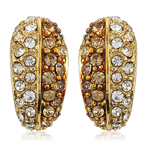 Estele 24Kt Gold Tone Plated White Austrian Crystal Stone Stud Earrings for Women, Girls (B08CPYLFD5) Amazon Price History, Amazon Price Tracker