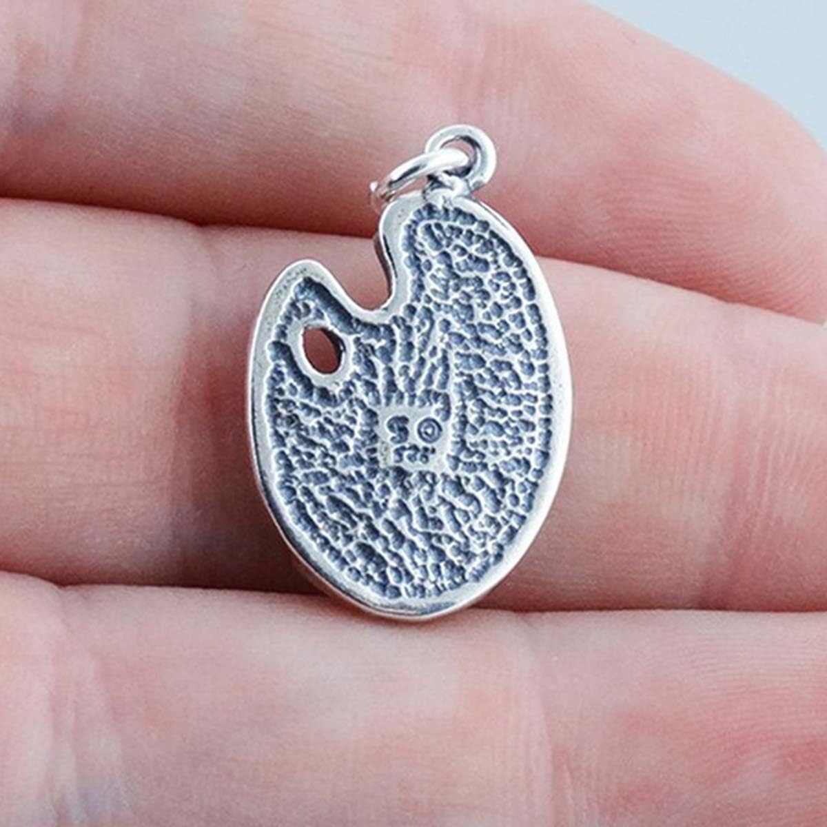 Dakota West Enamel Artist Painter Palette and Brush 925 Solid Sterling Silver Charm Pendant Bracelet Jewelry Making Supply