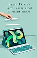 Vista 2 de Funda de teclado compatible con iPad de 9ª, 8ª y 7ª generación de 10.2 pulgadas, iPad Air de 3ª generación, iPad Pro de 10.5 pulgadas, teclas