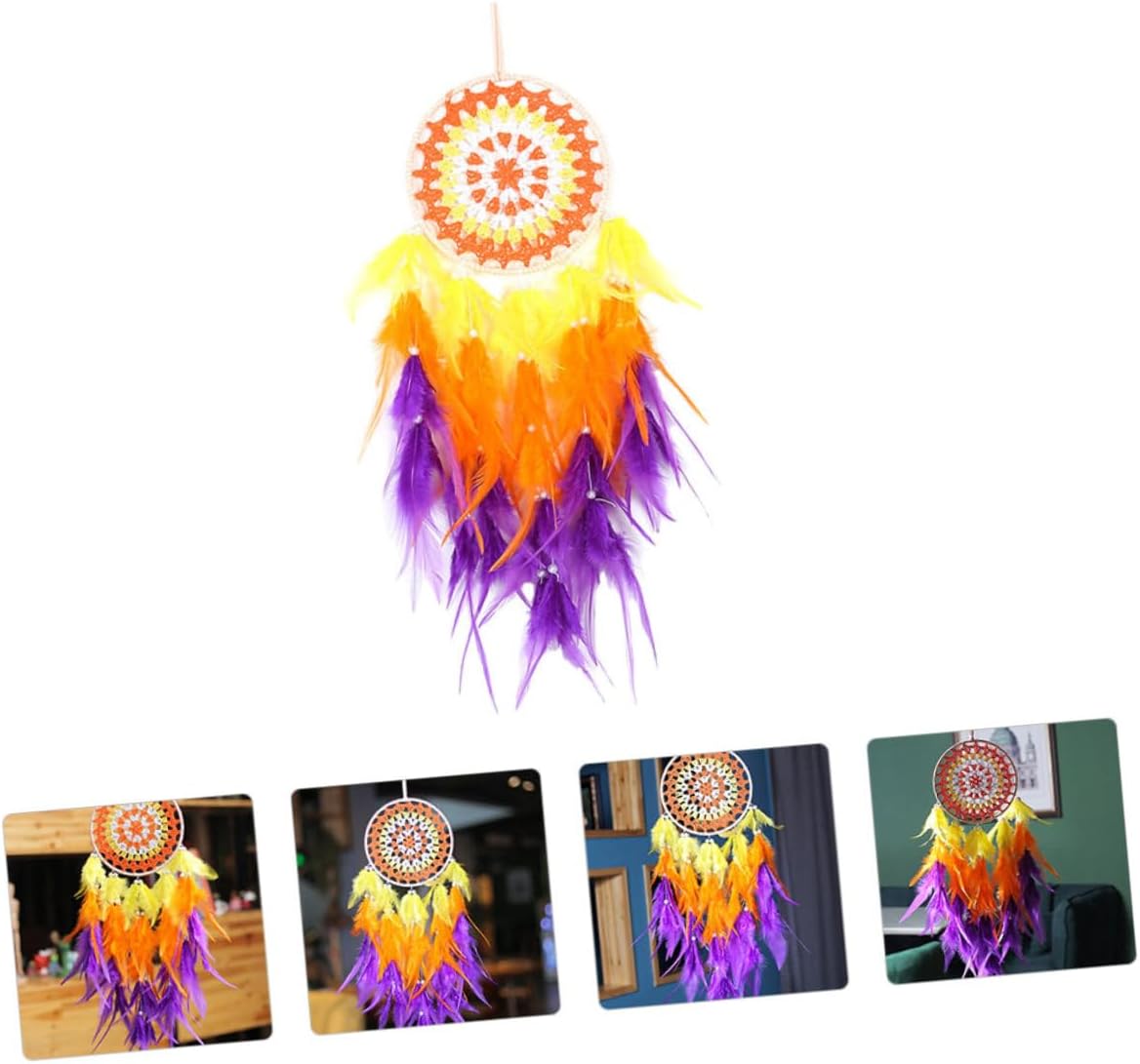 Dream Catcher Wall Hanging Ornament with LED Light, Rainbow Handmade Decoration for ’ Bedroom, Home Décor Accent image 5