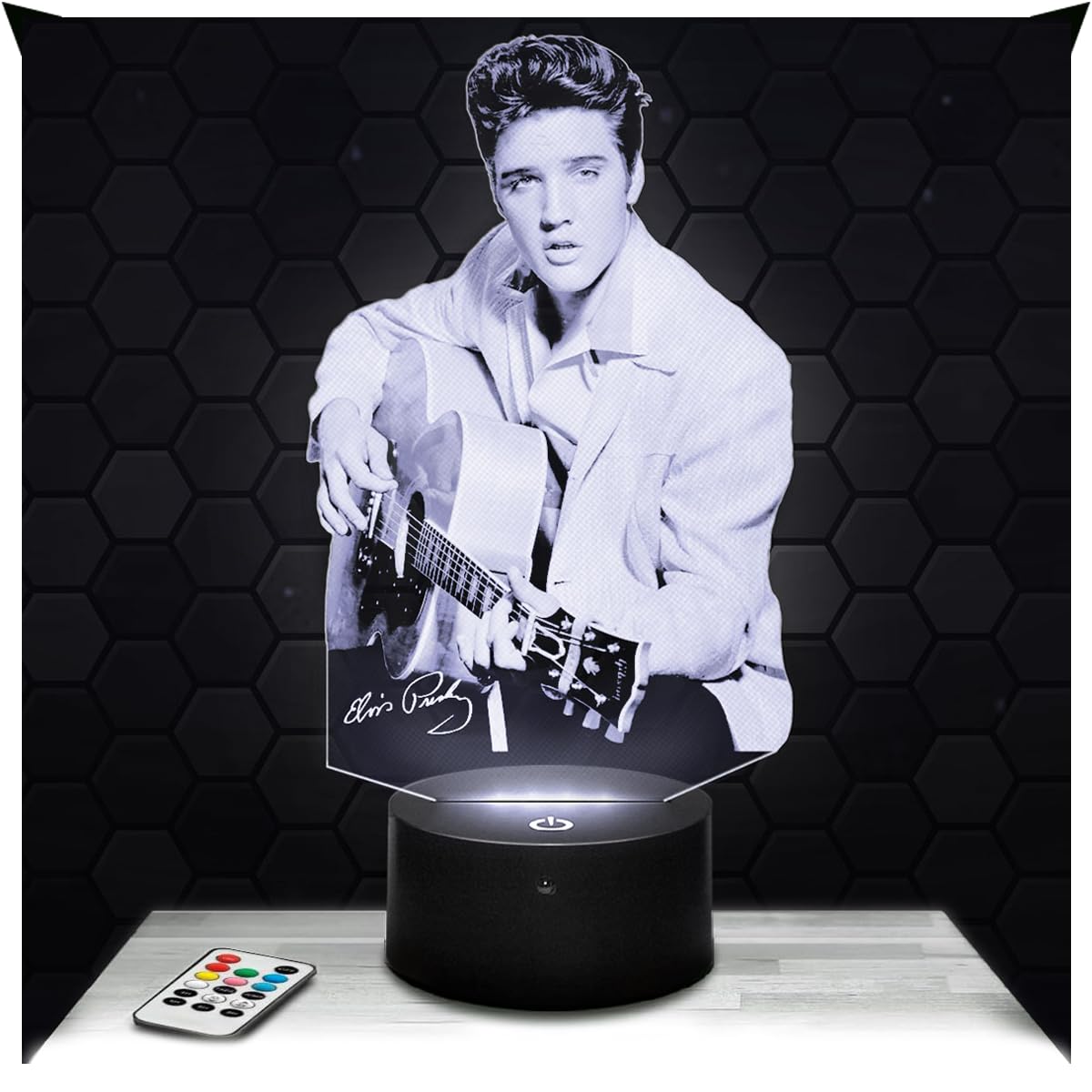 Lampephoto.fr - Lámpara 3D Elvis P. Luz Nocturna Táctil Elvis P. Led Ilusión 3D, Idea de Regalo para Niños y Niñas, Navidad, Lámpara de Mesilla de Noche para Niños o Adultos, Merchandising TOP