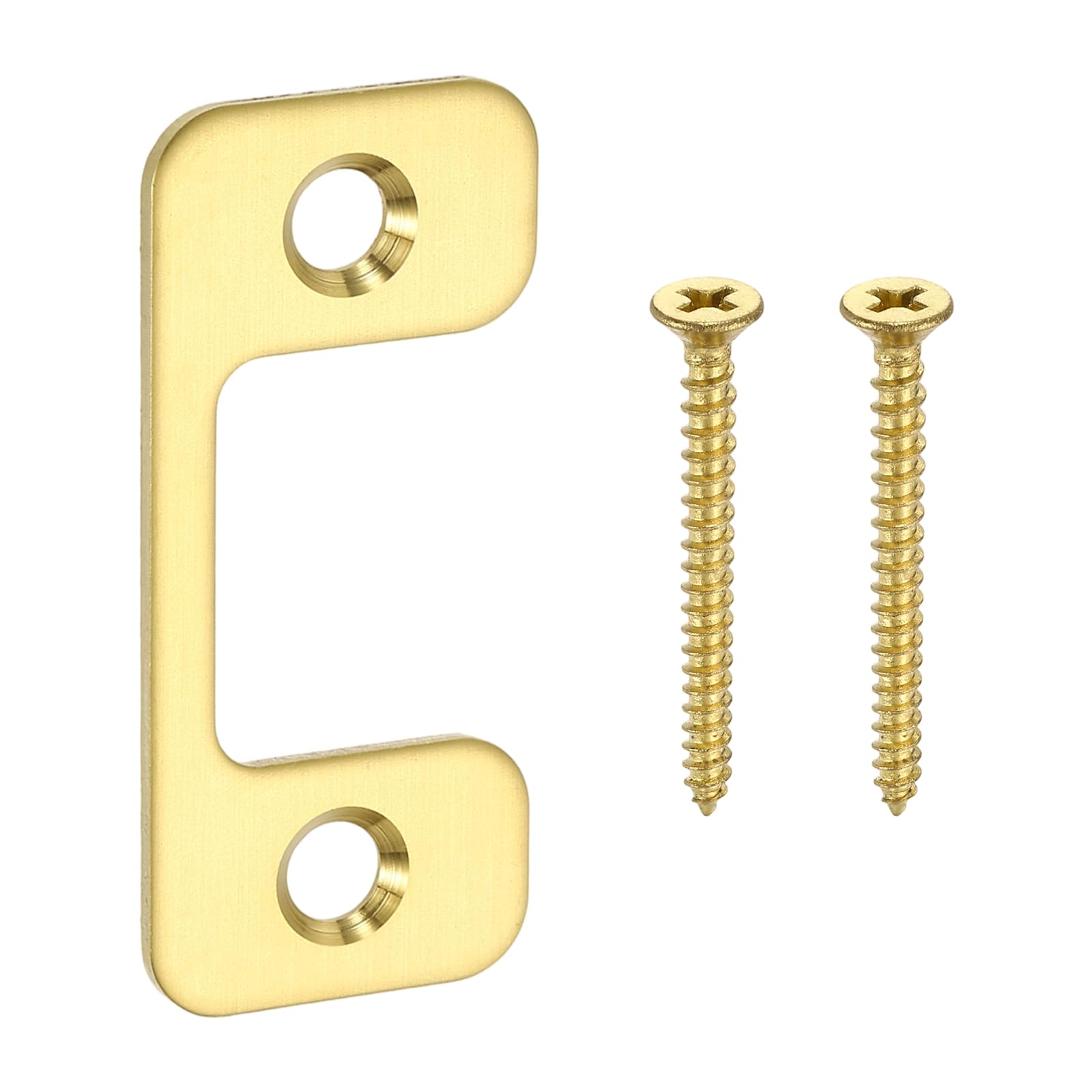 sourcing map Adjustable Strike Plate, 2-1/4" x 1" Stainless Steel Deadbolt Strike Plate, Adjustable Latch Strike Plate with Screws for Exterior Doors, Gold