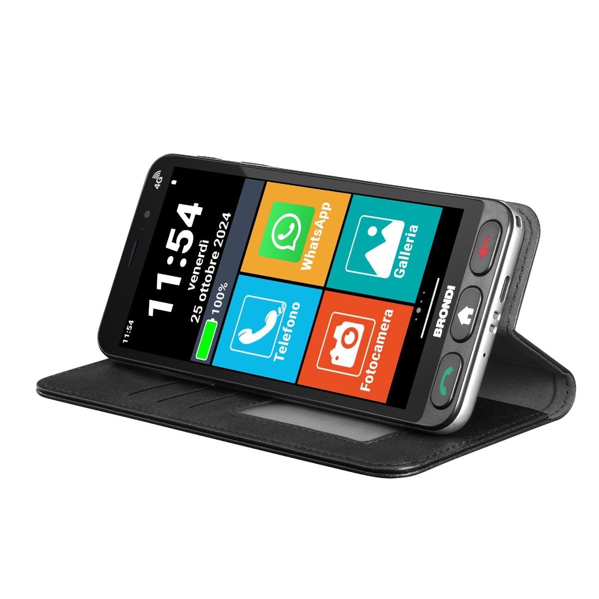 Brondi AMICO VERO 4G (NERO) + FLIP COVER - SMARTPHONE PER ANZIANI | Flip Cover Inclusa