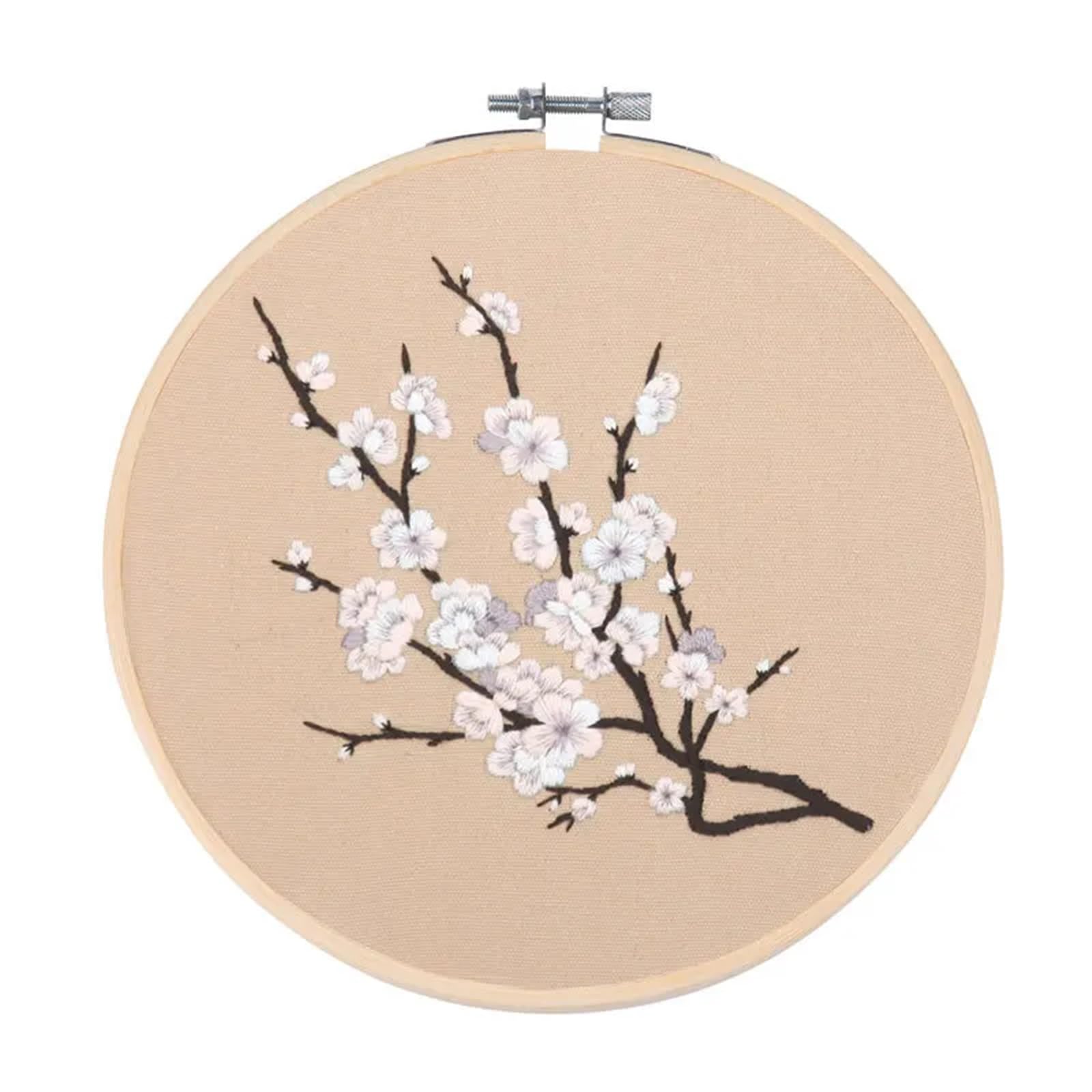 uoXHFdh Embroidery Kit， for Beginners with Pattern Threads and Needles(Color 08,with Hoop)