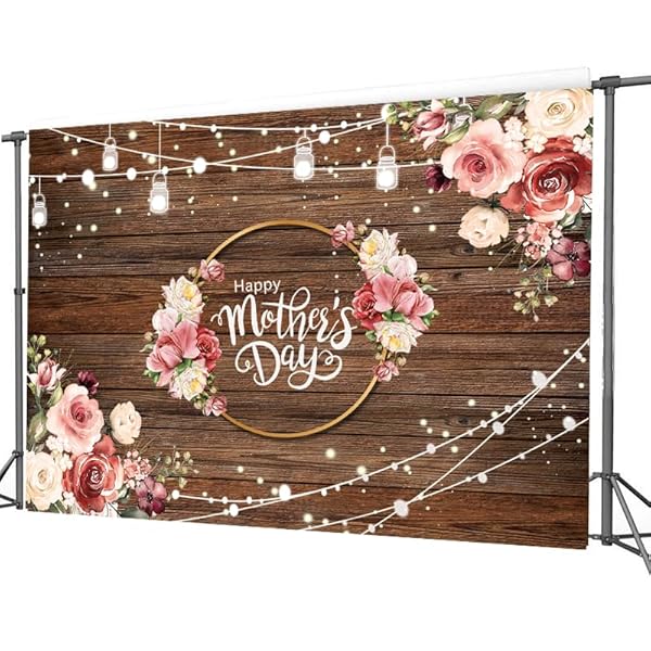 CYLYH 8x6ft Mother's Day Backdrop Mother's Day Brown Wooden Plank Backdrop Mother's Day Party Backdrop by CYLYH - Image 5