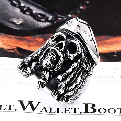 Image of Death Skull Ring for Men Stainless Steel Jewelry Biker Rings Scary Death Ring Skull for Gifts