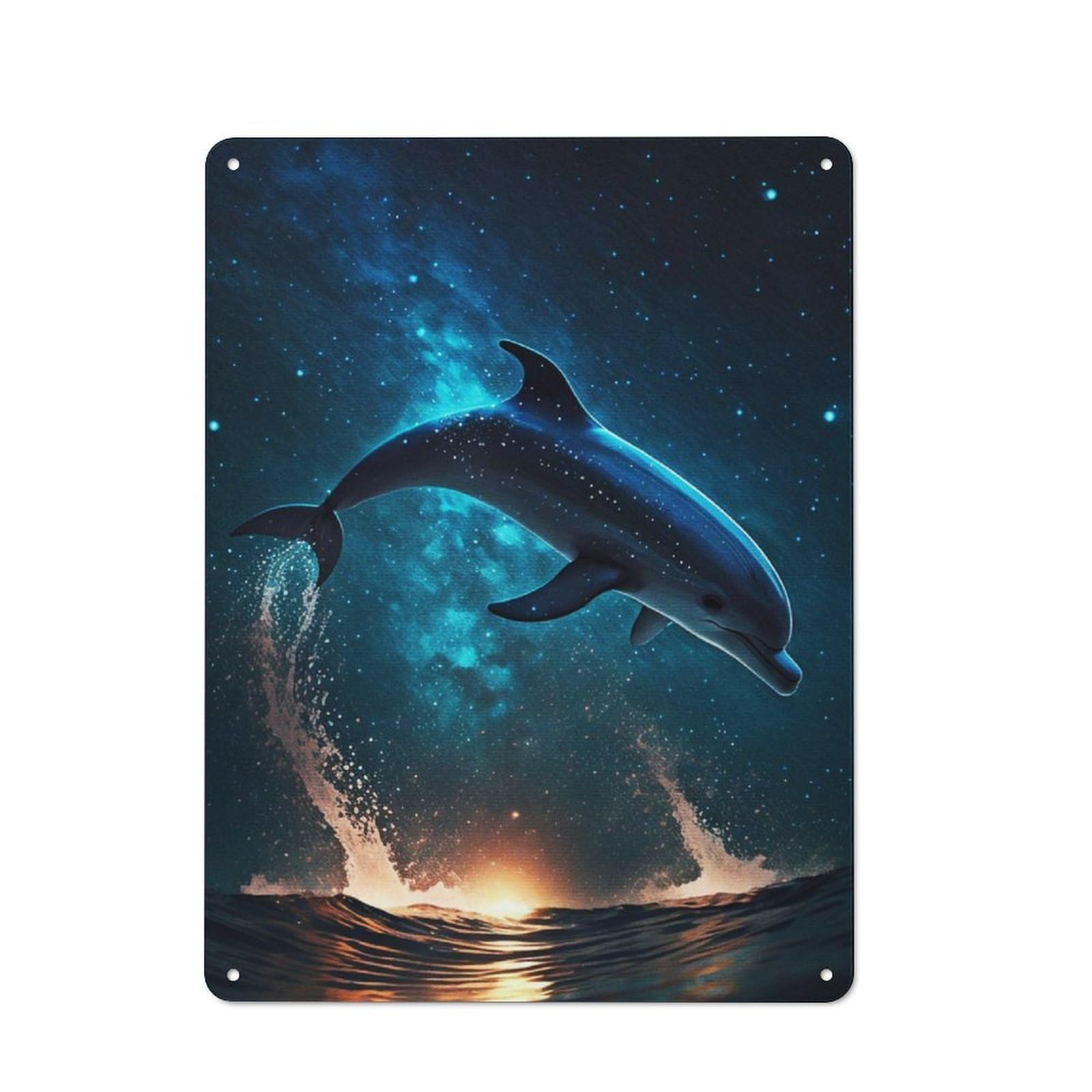 Junmoney Dolphin Space Rustic Metal Sign 40X30cm Featuring For Hallway Wall, A Decorative Gift For A Newly Furnished Hallway