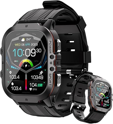 Reloj inteligente militar C26 para hombre AMOLED de 1.96 pulgadas, monitoreo de salud 24 horas, voz Siri AI, más de 100 modos deportivos, 5 ATM,