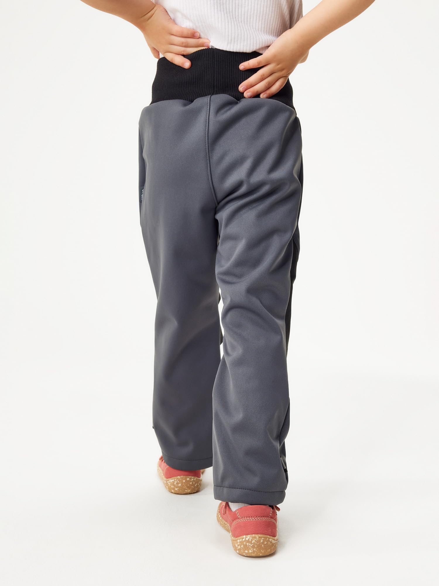 Pantalones de Softshell para niños, elásticos, Impermeables y Resistentes al Viento, Transpirables, para Exteriores, funcionales, para el Tiempo Libre, Gris Oscuro, 98 cm-104 cm