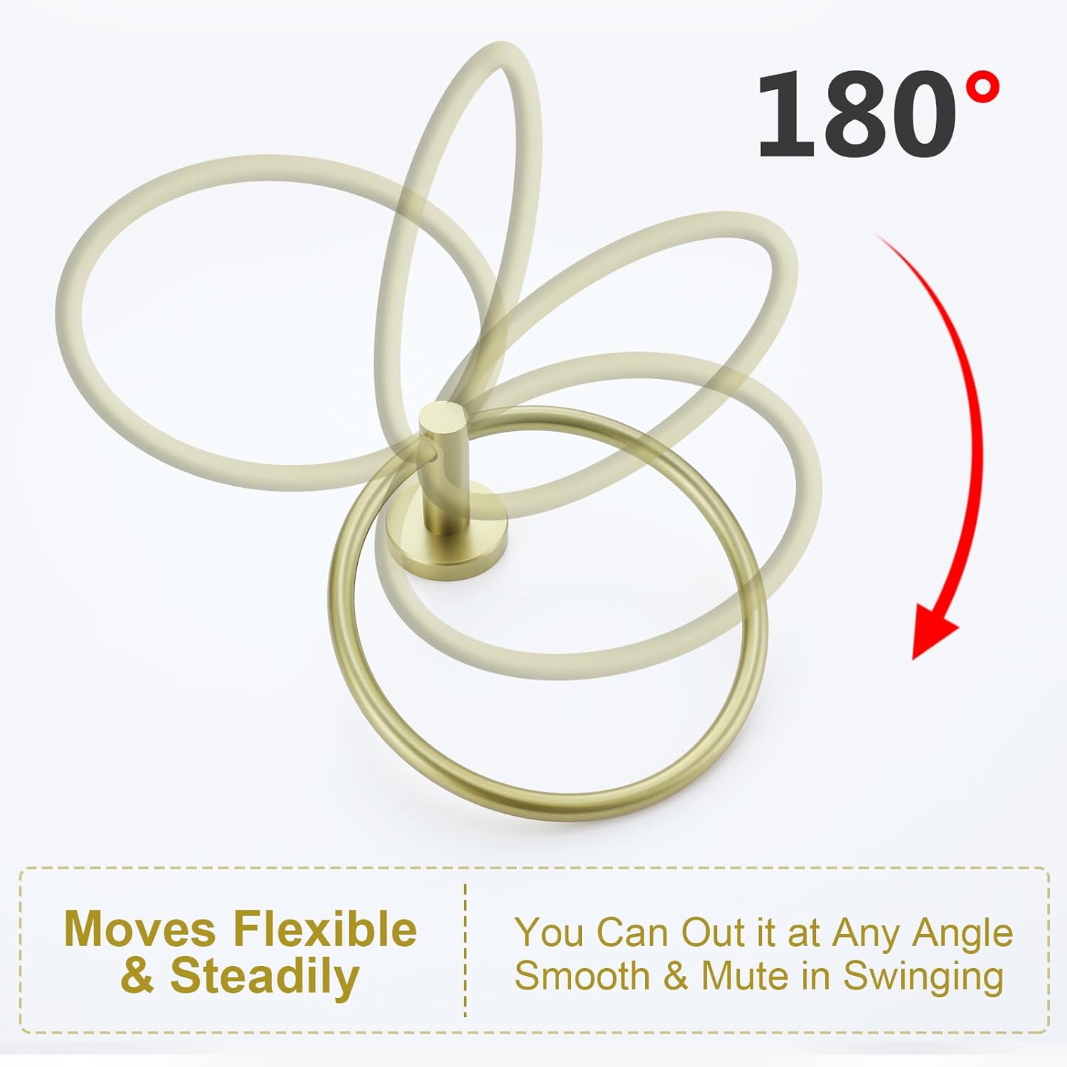 Brushed Gold Stainless Steel Wall Mounted Towel Ring Set