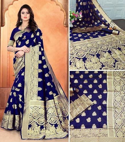 Image of Women's Kanjivaram Ptinted Soft Silk Banarasi Saree With Unstitched Matching Bloue Piece | Saree for Women