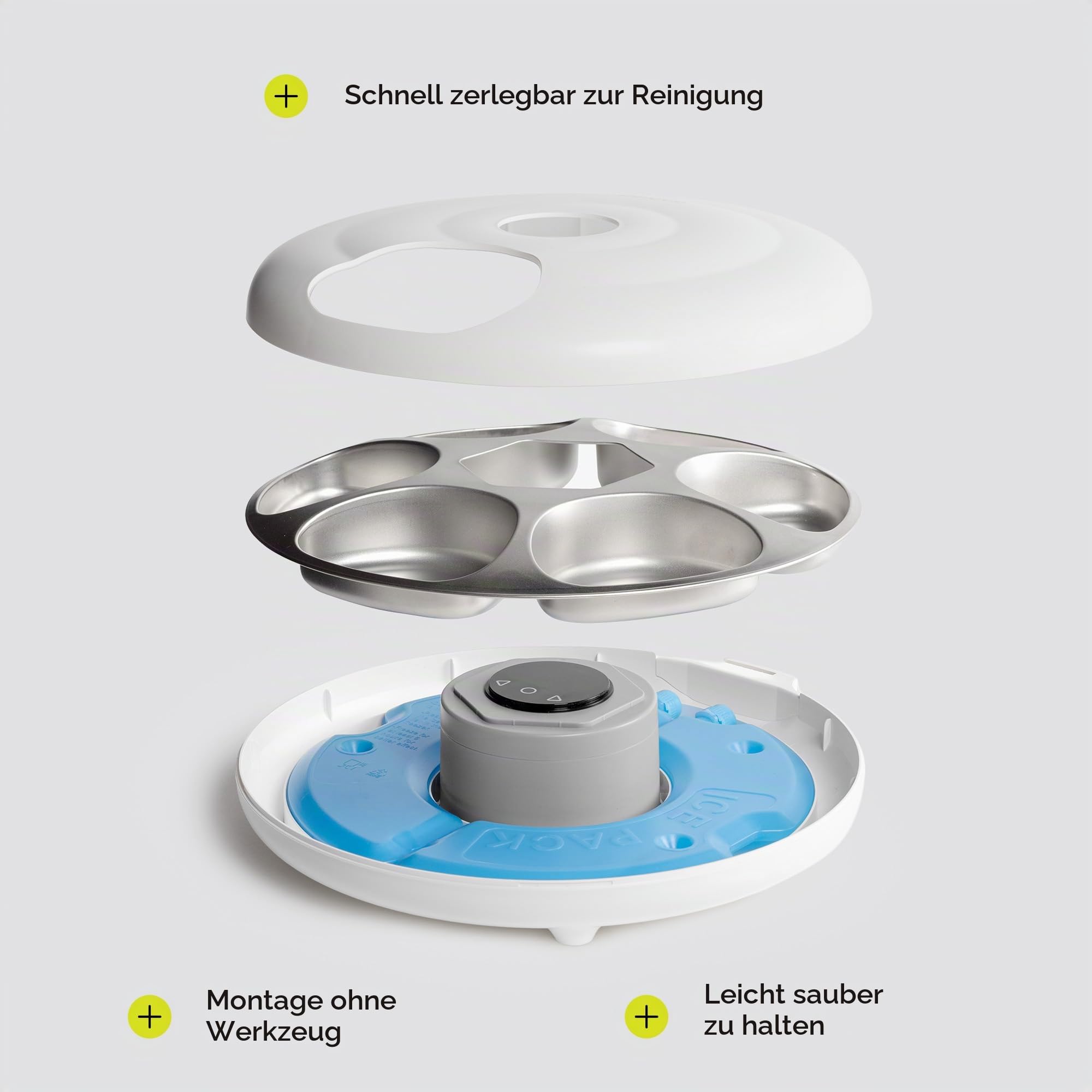 Nube Futterautomat Katze Nassfutter, Mit Kuehlung, Wi-Fi Smart App | Manuelle Steuerung, 6 Kammern Zu 150 ml, 4000 mAh Akku, Edelstahlschale, Anti-Jam, Panelsperre