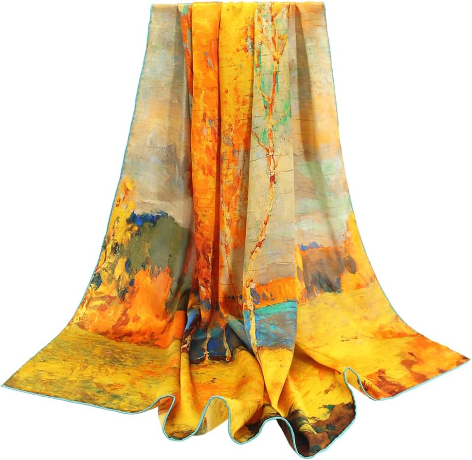 ANDANTINO 100% Silk Scarf 43" Large Square Lightweight Headscarf& Shawl–Women Hair Wraps-With Gift Packed