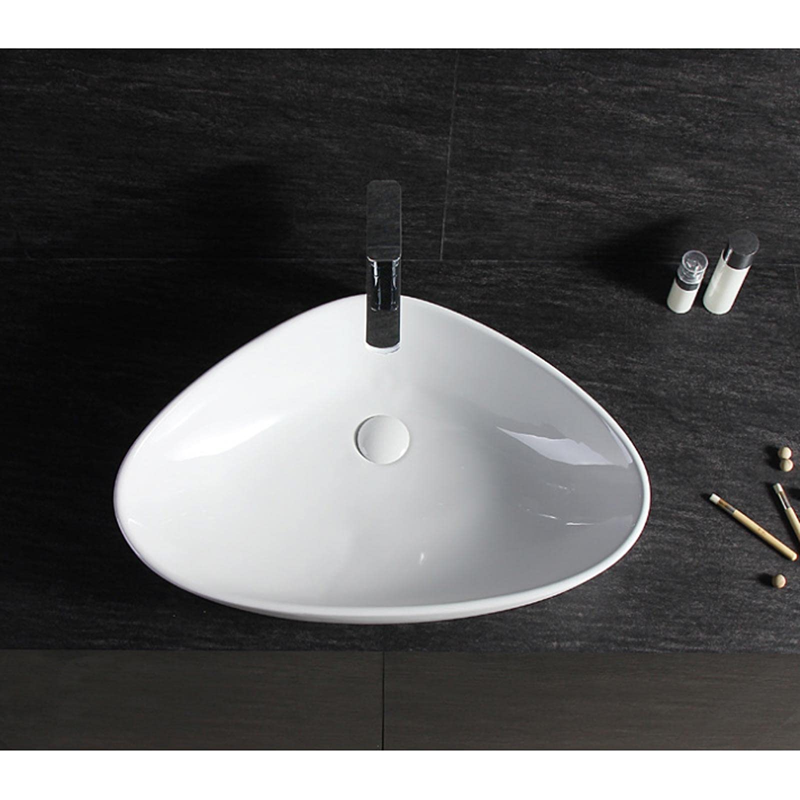 Umywalki łazienkowe Biały trójkąt nad porcelanowym blatem łazienkowym Bowl Bowl Bowatory Vanity Vessel Sink23,6 "x 15,7" x 5,7" umywalka łazienkowa