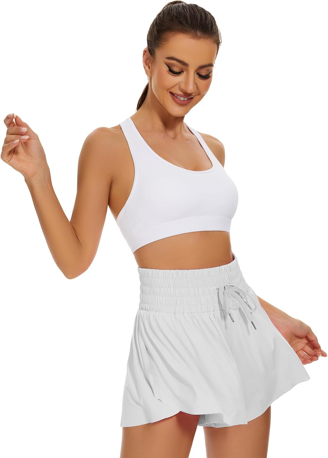 High Waist Flowy Athletic Shorts for Women High Rise Workout Gym Butterfly Shorts - Image 3