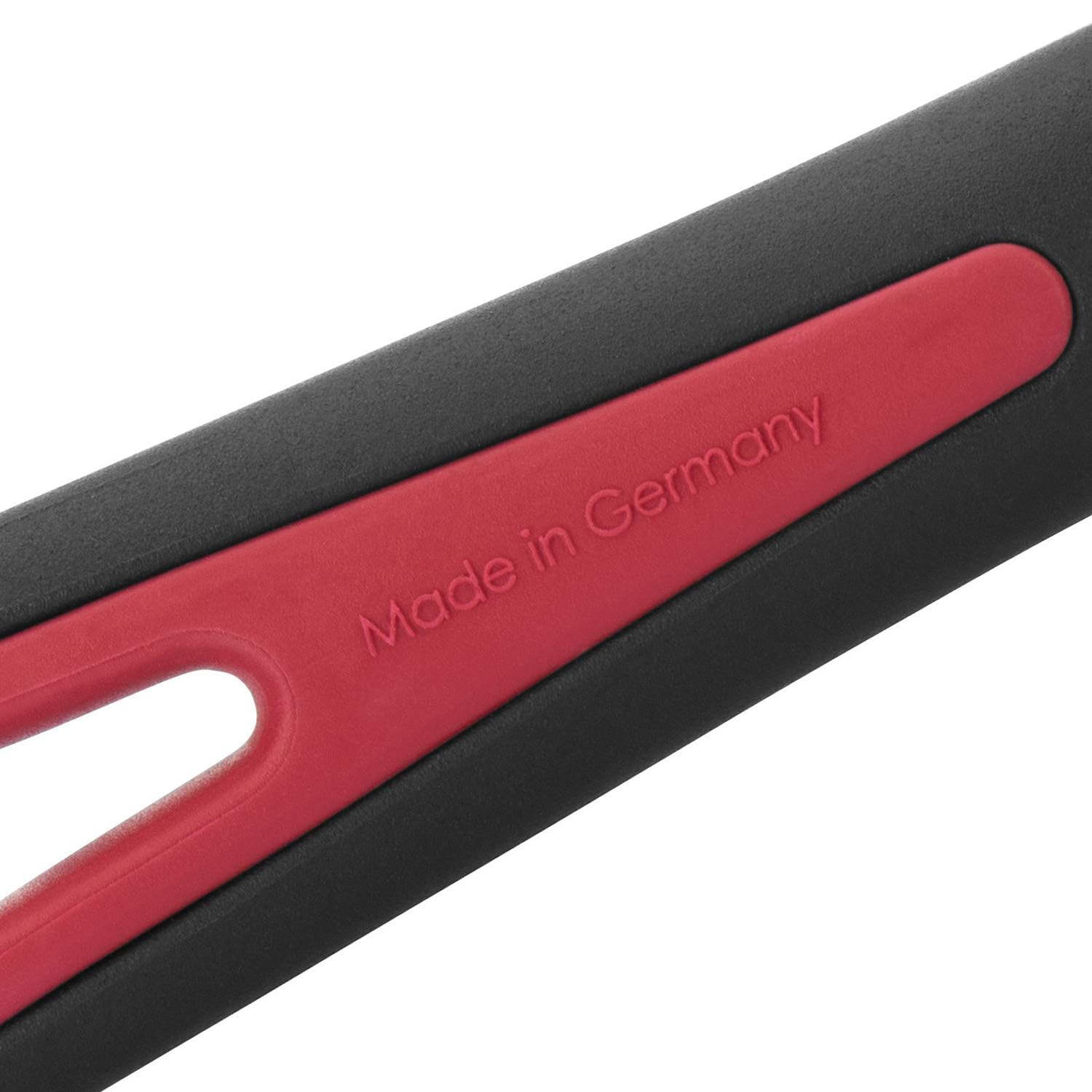 Westmark Küchenhelfer-Set, 6-tlg, Pfannenwender, Schaum-, Spaghettilöffel, Suppenkelle, Kartoffelstampfer, Schneebesen, Hochwertiger Kunststoff, Gallant, Schwarz/Rot, 290022E6