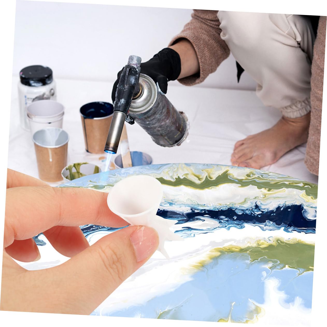 VILLCASE DIY Fluid Painting Silicone Painting Cups Reusable Funnel Cups Mixing Pouring Cup Easy to Cle