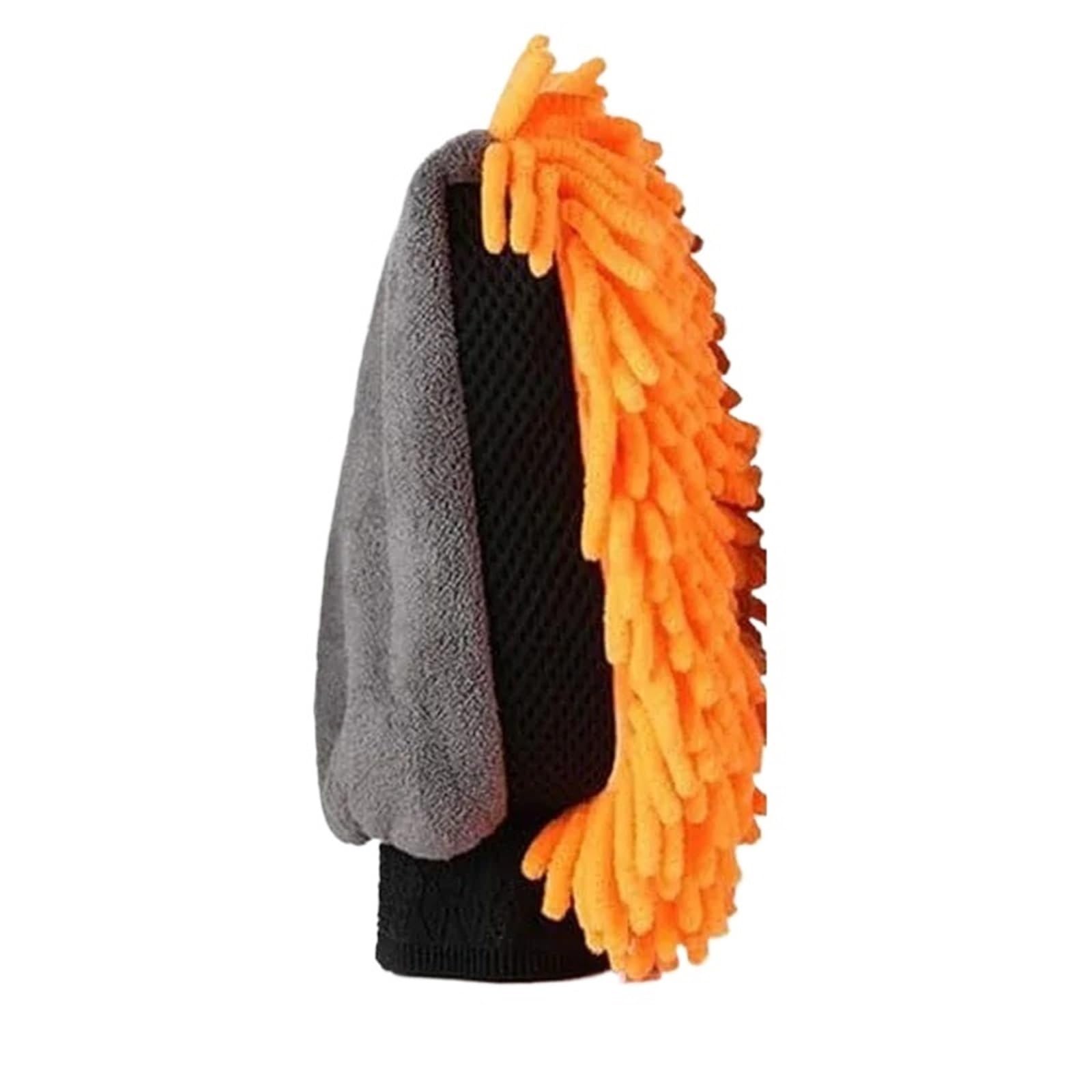 WWYYZAYC Car Washing Gloves Waterproof Microfiber Chenille Cleaning Mitt Detailing Brush Auto Care Double-faced Glove(Orange,5pcs)