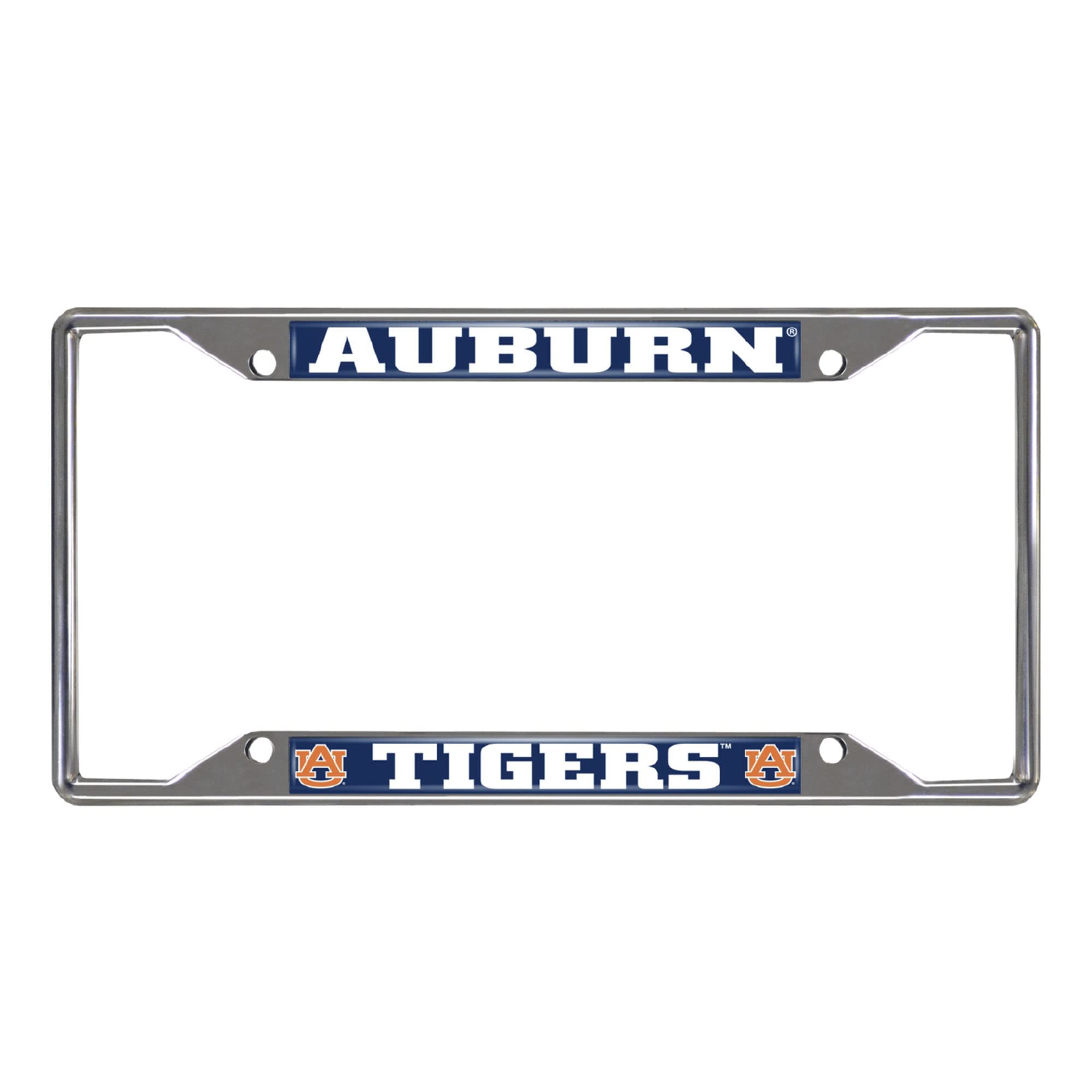 FANMATS 14787 Auburn Tigers Chrome Metal License Plate Frame, Team Colors, 6.25in x 12.25in