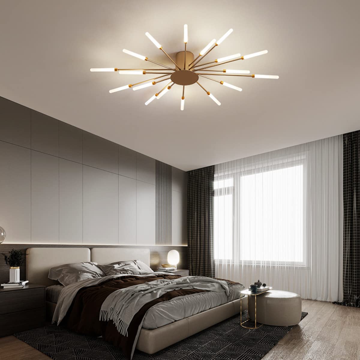 3000-6000K ściemniana lampa sufitowa LED z pilotem zdalnego sterowania sypialnia salon jadalnia (złote 20 świateł)
