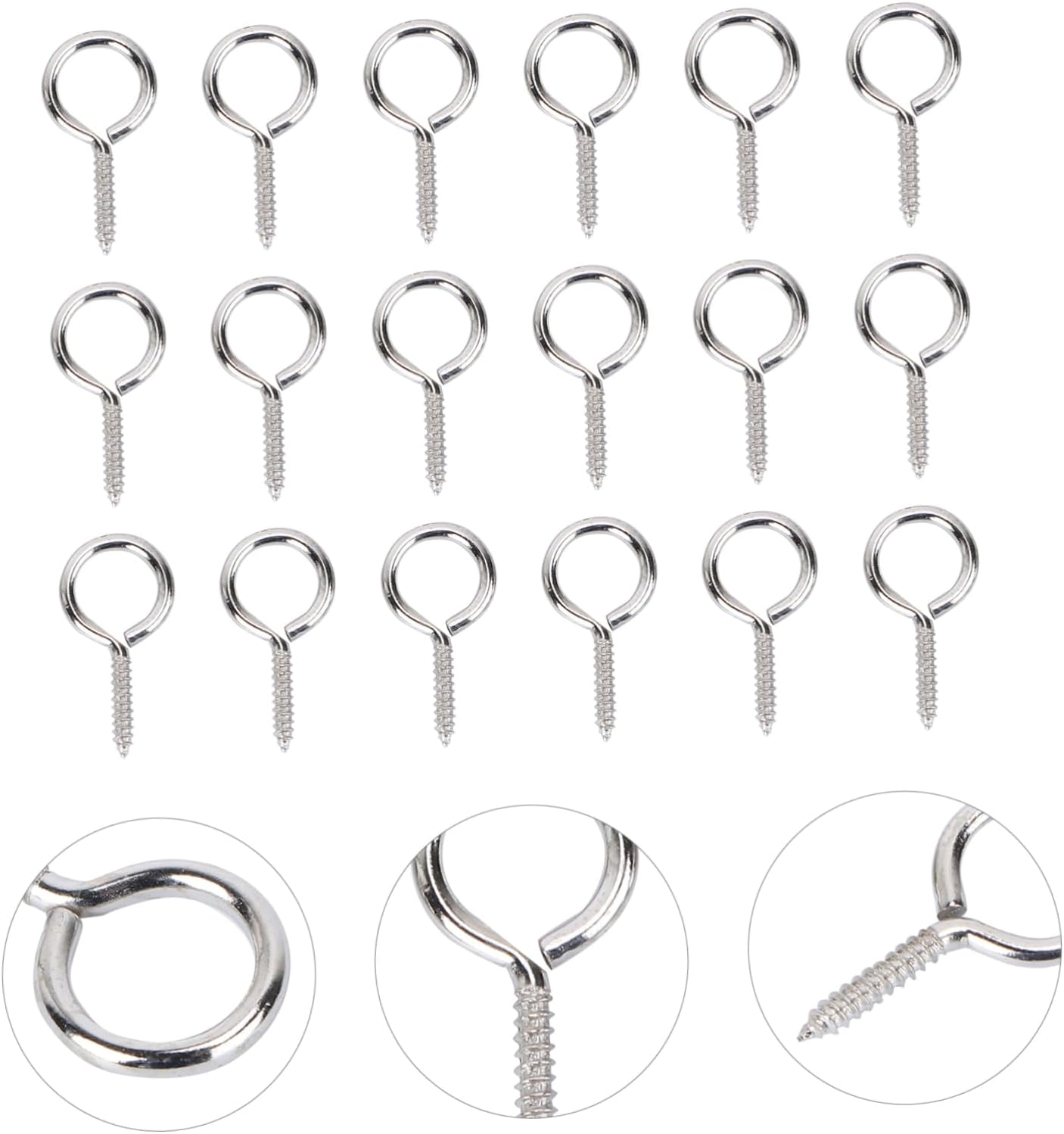 OUNONA 36Pcs 26mm Threaded Sheep Eye Screw Hooks for Gadgets Bulbs image 3