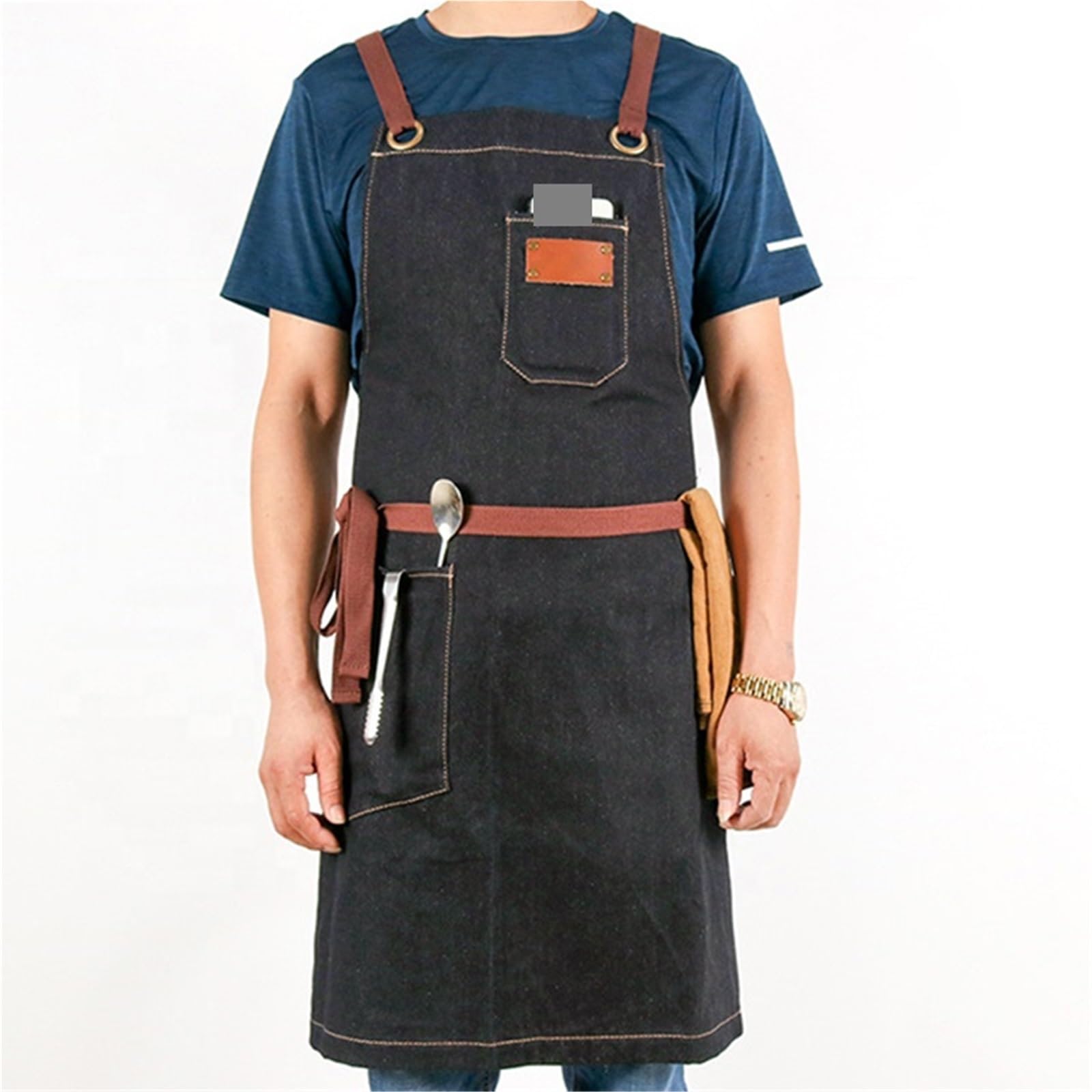 Delantal de mezclilla ajustable herramientas barbero Delantales barbacoa hombre Overol para Soldadura, Herrero