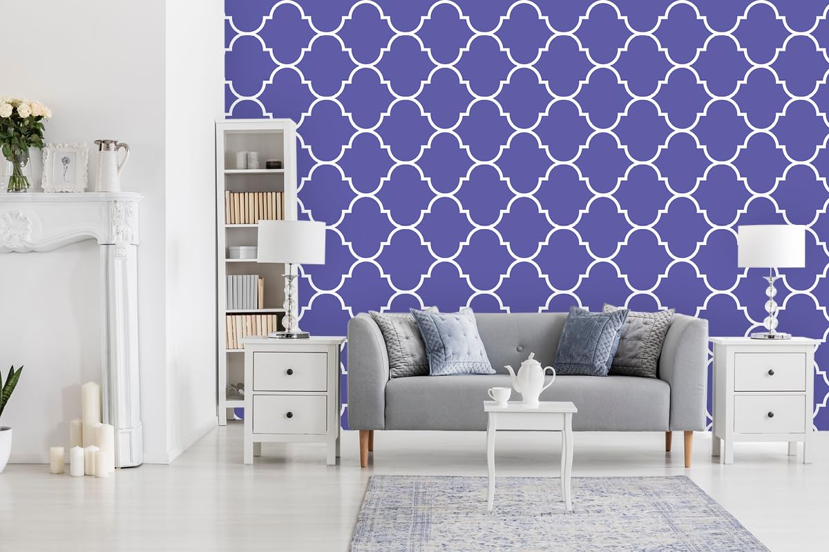 Papier peint intissé autocollant violet 240x250 cm à motifs graphiques marocains