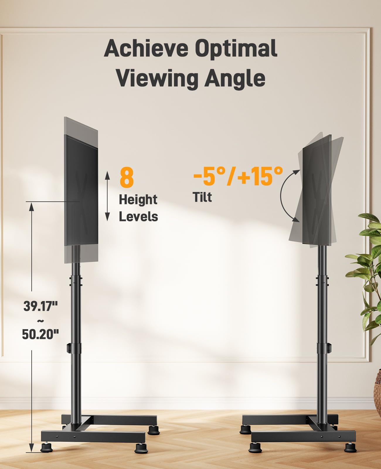 Supporto TV per schermi da 26 a 55 pollici fino a 25 kg, altezza regolabile con supporto VESA 300 x 300