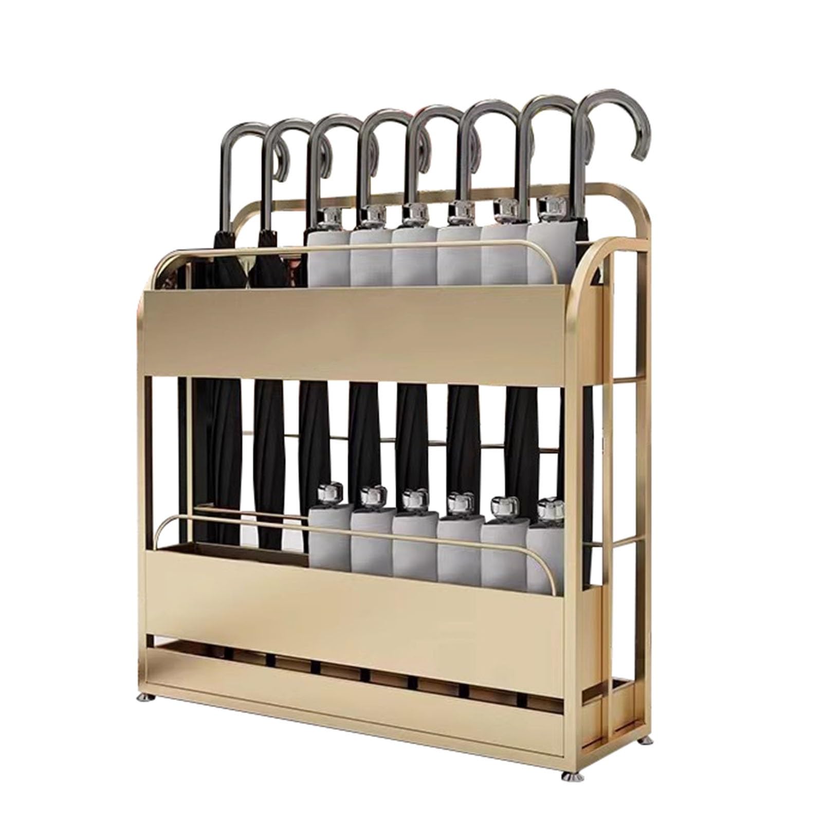 GHHVFEC Metal Umbrella Stand with Independent Drainage Tray, Space-Saving nizer for Home, Office, Hotel, Café, Entryway - Holds 3 Umbrellas, Gold, 39.4x9.8x27.6in