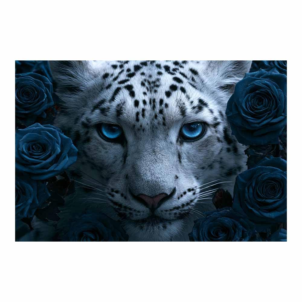 PUQAAEO Wall Art Painting Grizzly Bear Prints On Canvas Floral Snows Leopard Art Animal Pictures Wall Art for Home Cabin Decoration Rustic Farmhouse Decor(Multicolor)-60x90cm Unframed