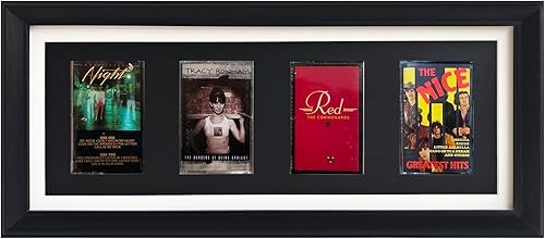 Marco de fotos de cinta de casete, 4 marcos de exhibición de cinta de casete, marco de cinta de casete y marco de exhibición con forro de espuma EVA