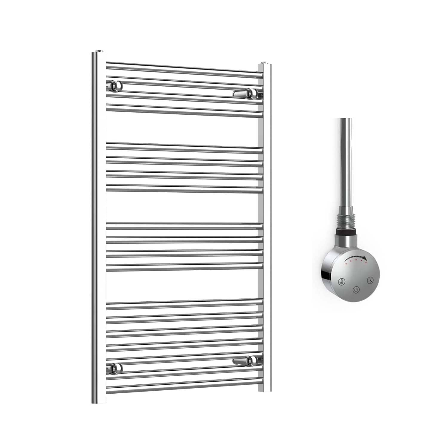 Companyblue 600 x 1000mm Sparkling Chrome Electric Heated Towel Rail with Thermostatic Heating Element - Flat Pre-Filled Electric Towel Warmer Radiator