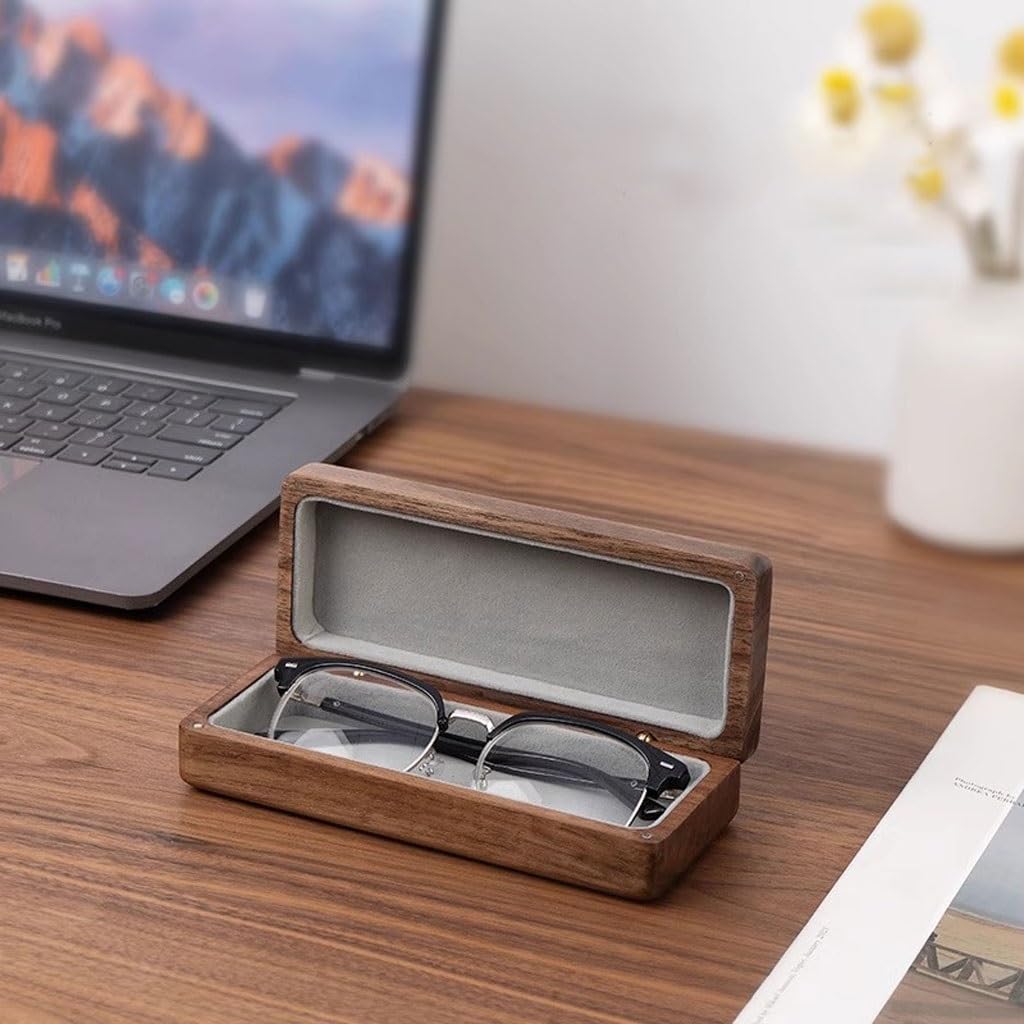 Boîte De Rangement Lunettes Rétro En Bois Massif Haut Gamme, À Portable Unisexe Étui à Lunettes pour Femme