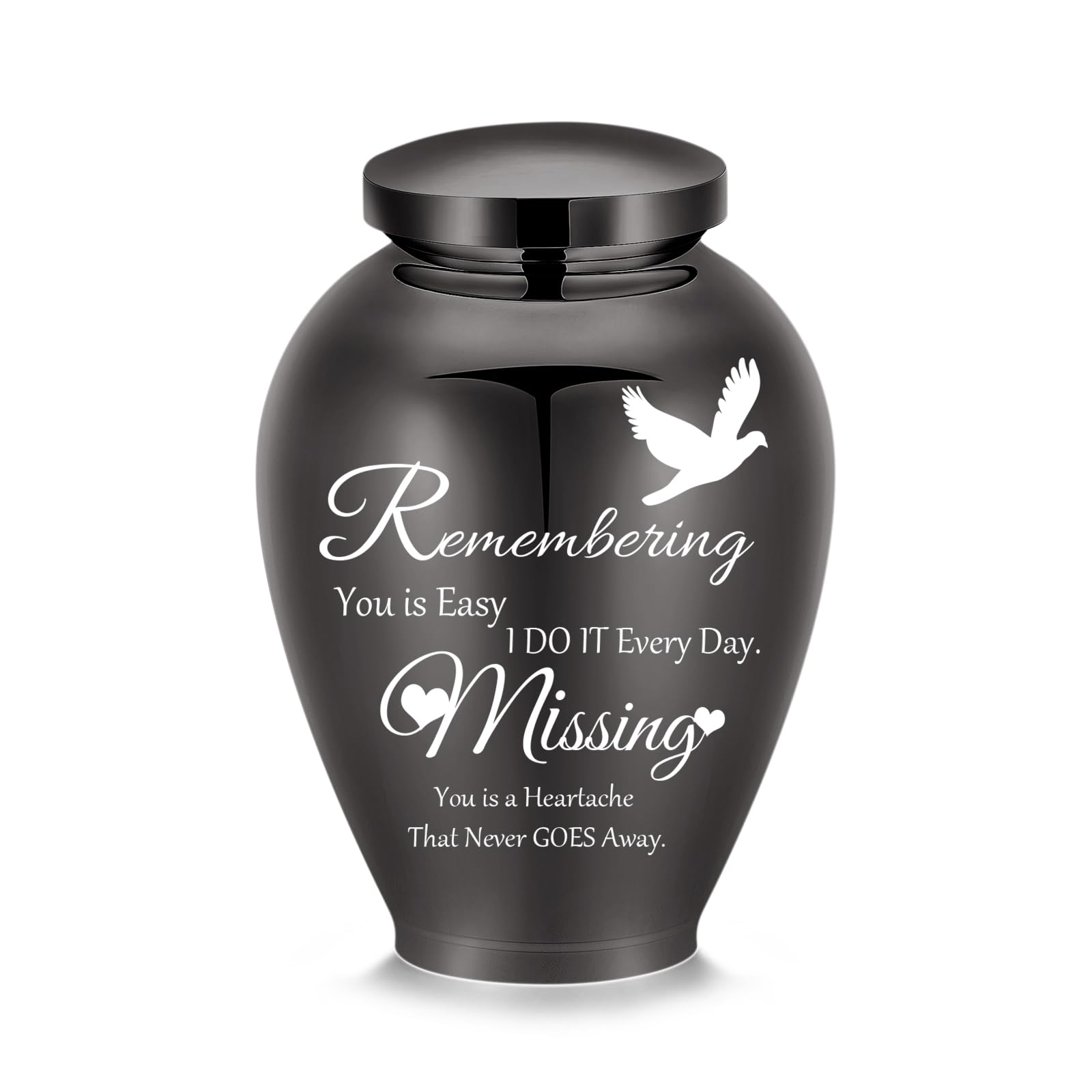 Minicremation Large Urns for Ashes for Human Adult Female Male Butterfly Wings Stainless Steel Keepsake Memorial Burial Funeral Decorative Urns for Ashes (Black-Birds)