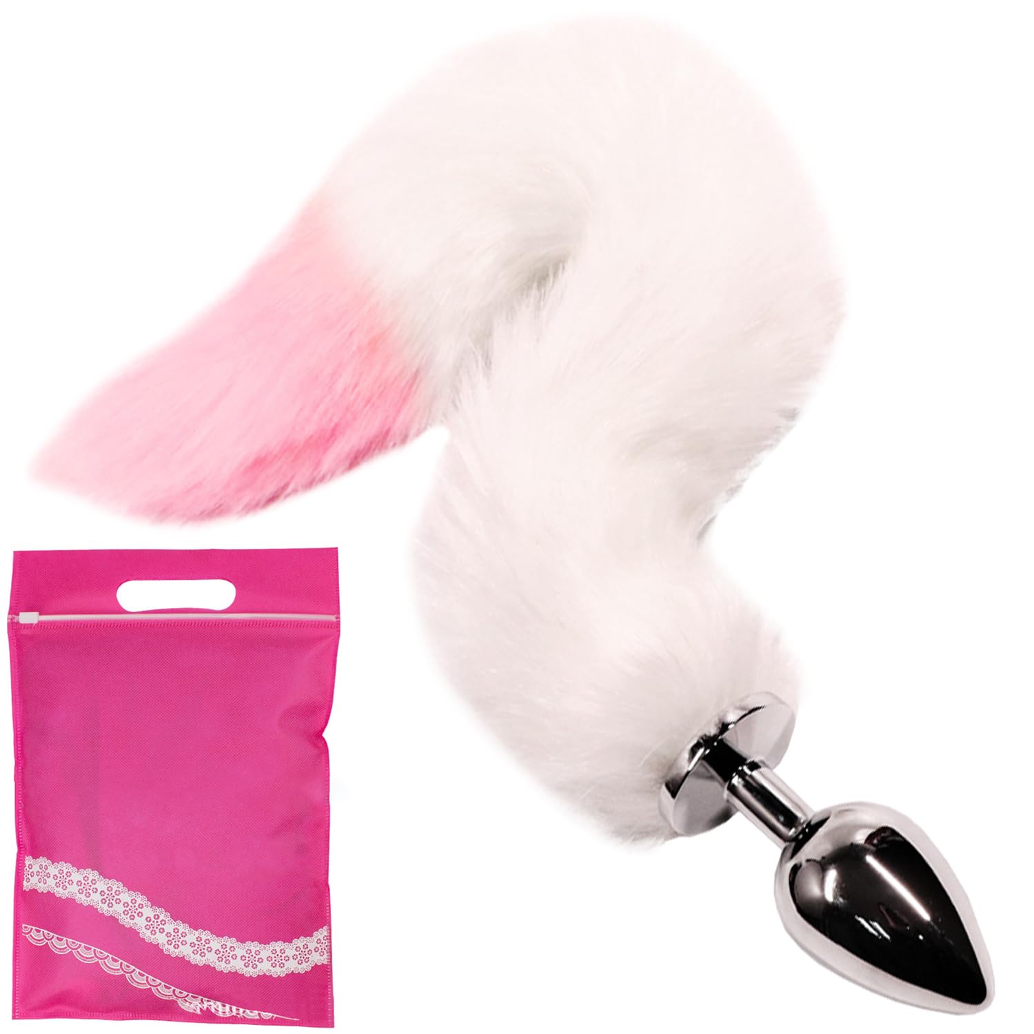 30.3 Inch Fox Animal Costume Tail Faux Fur Wolf Butt Tail Long Anal Butt Plug Fox Cat Butt Plug Furry Plush Tail Plug Valentines Day Cosplay: White