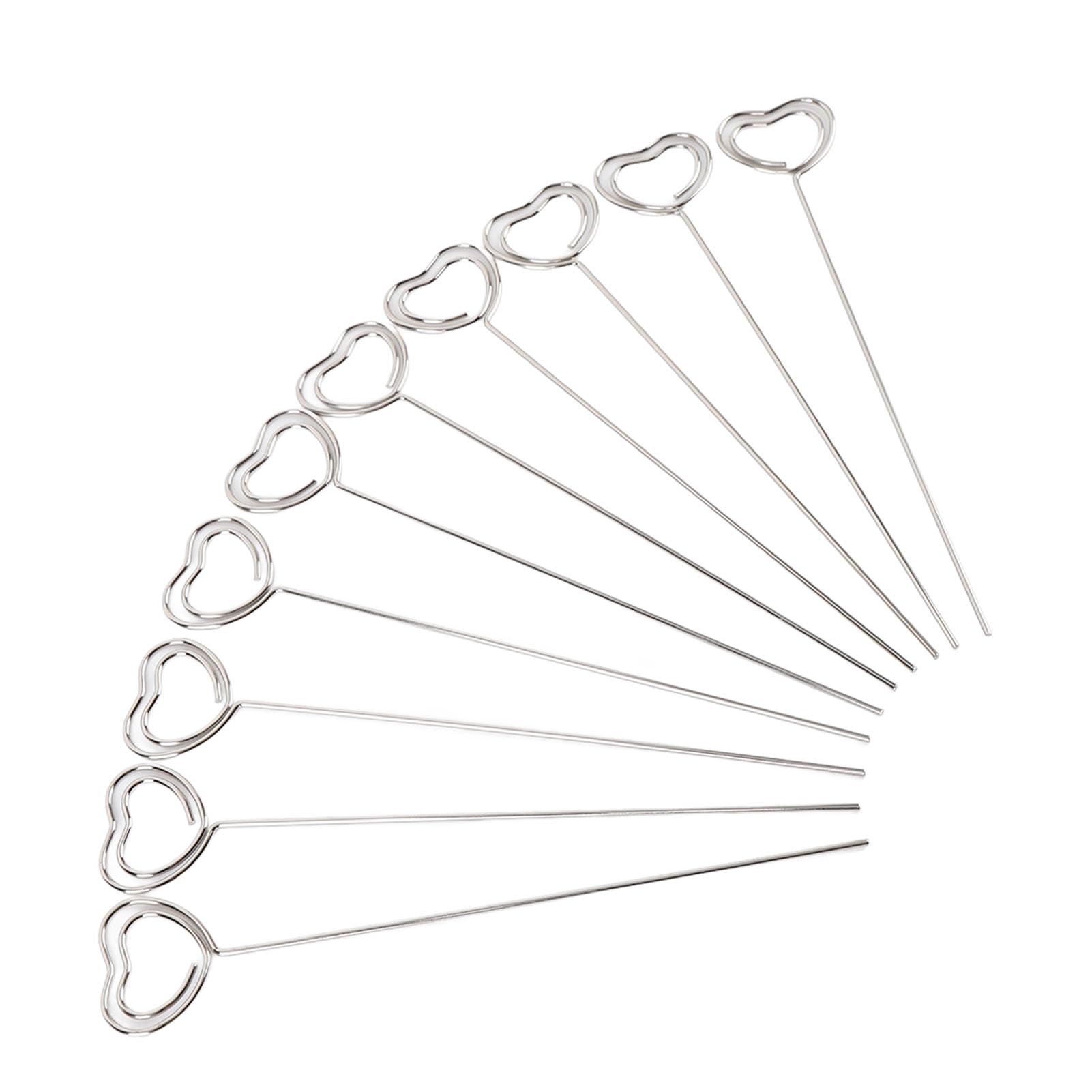 AYNEFY Heart Shape Metal Wire Photo Holder Clamps Picture Card Memo Note Holders for Wedding Table Name Number with Floral Design 50Pcs