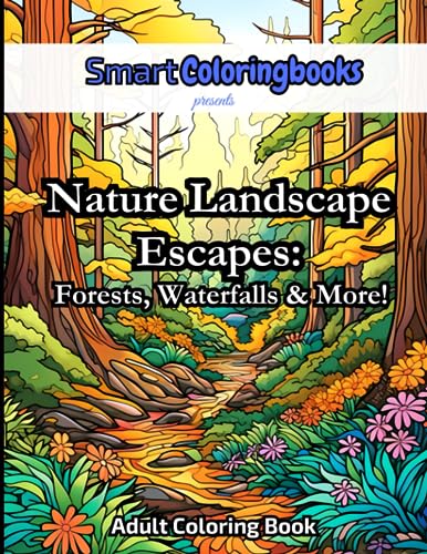 Smart Coloring Books presents Nature Landscape Escapes: Forests, Waterfalls & More! Adult Coloring Book image 2