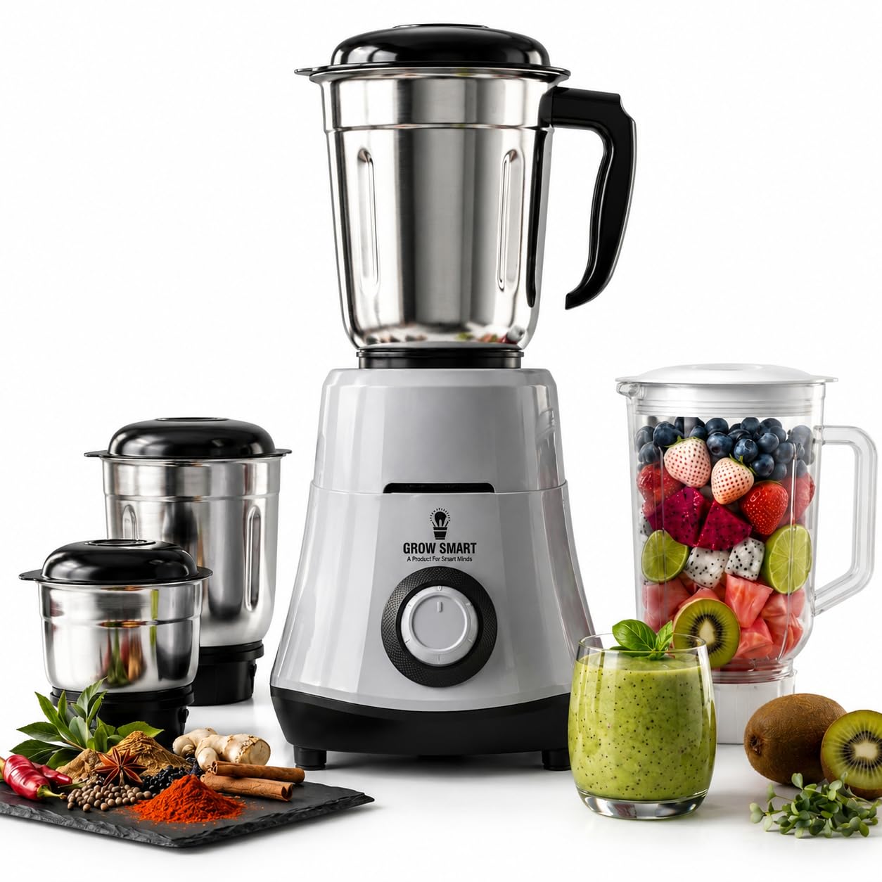 HydroGrind Powerful 750W Juicer Mixer Grinder 4 Jars (3 Stainless Steel + 1 Juicer) Mixie For Mixing, Grinding, Juicing 1 Year Warranty (Grey & Black)-image-15