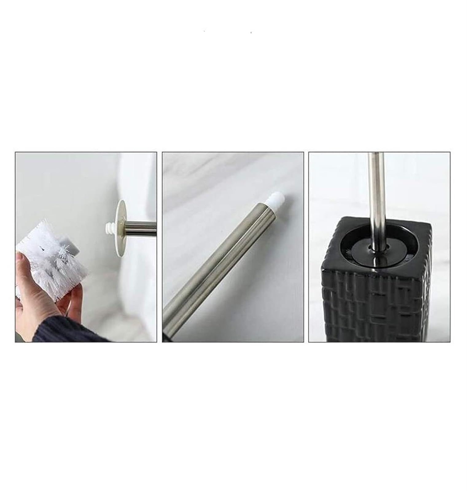 Cepillo de Limpieza Escobilla De Baño Escobilla De Baño Multiusos Base De Cerámica Escobilla De Inodoro con Mango Largo Cepillo de Baño(White)