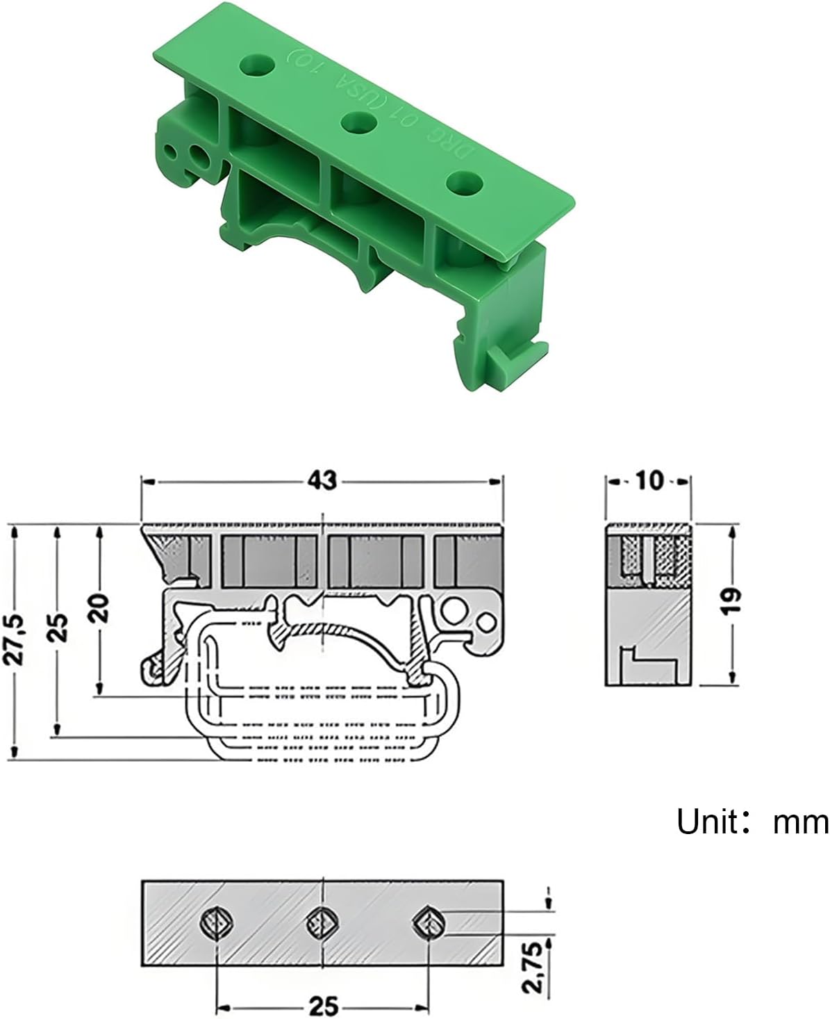 50 Set C45 DIN Rail Mounting Adapter 35mm 15mm Circuit Board Mounting Bracket Holder Carrier Clips(Green) with 50 X 4 Screws