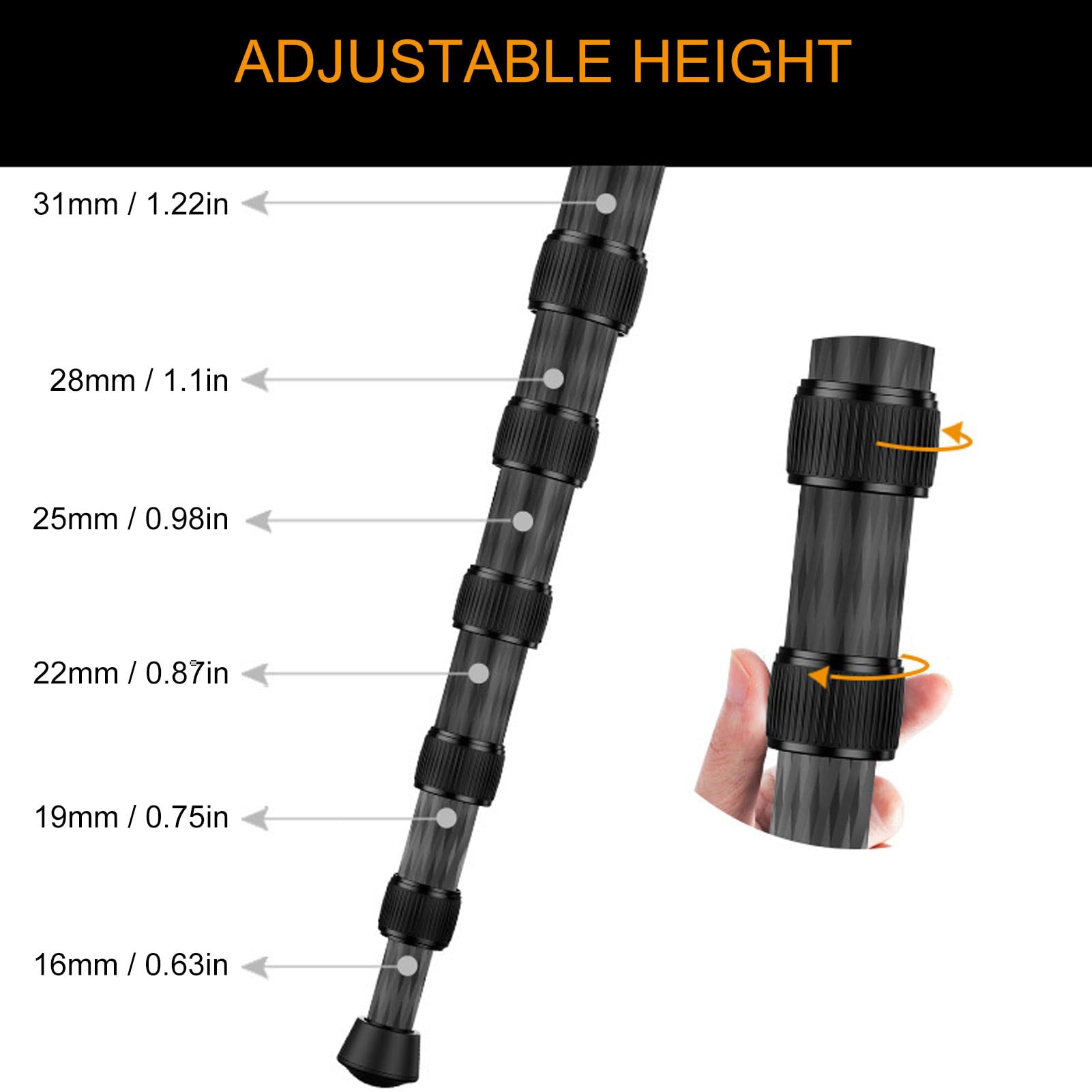 Monopié para Cámara, monopié Portátil de Aleación de Aluminio con 6 Secciones, monopié de Viaje para Fotografía para Cámaras DSLR