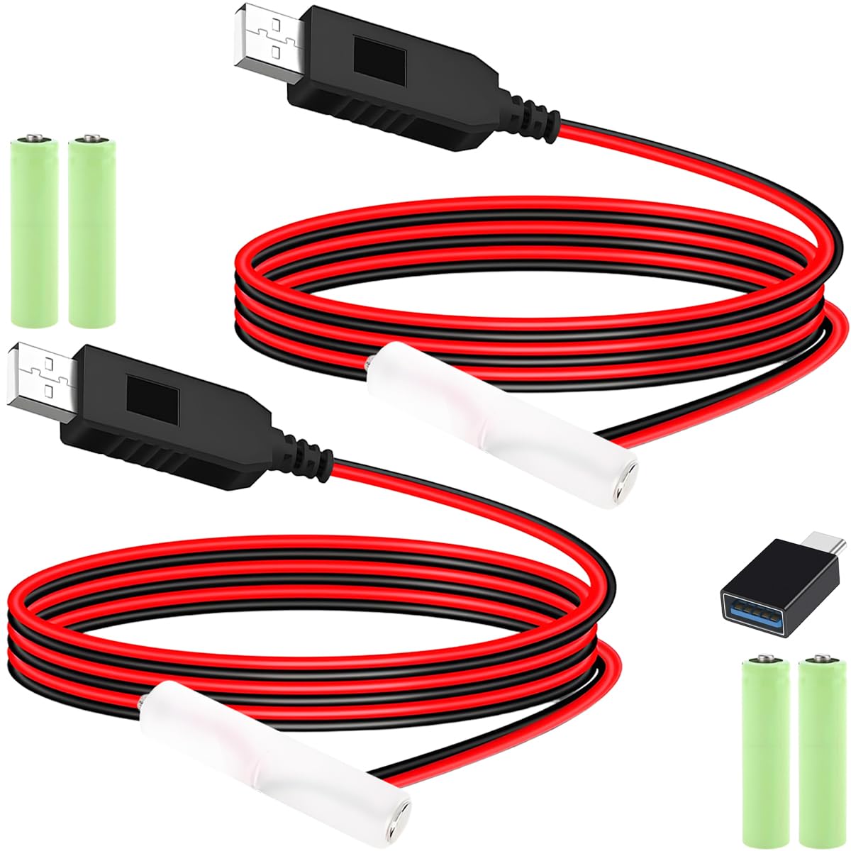 2 pezzi Convertitore alimentazione USB-AAA da 4,5V con eliminazione della batteria Alimentatore USB da 4,5V sostituire da 3 batterie AAA con interruttore ON/OFF per luci a LED Ventilatore